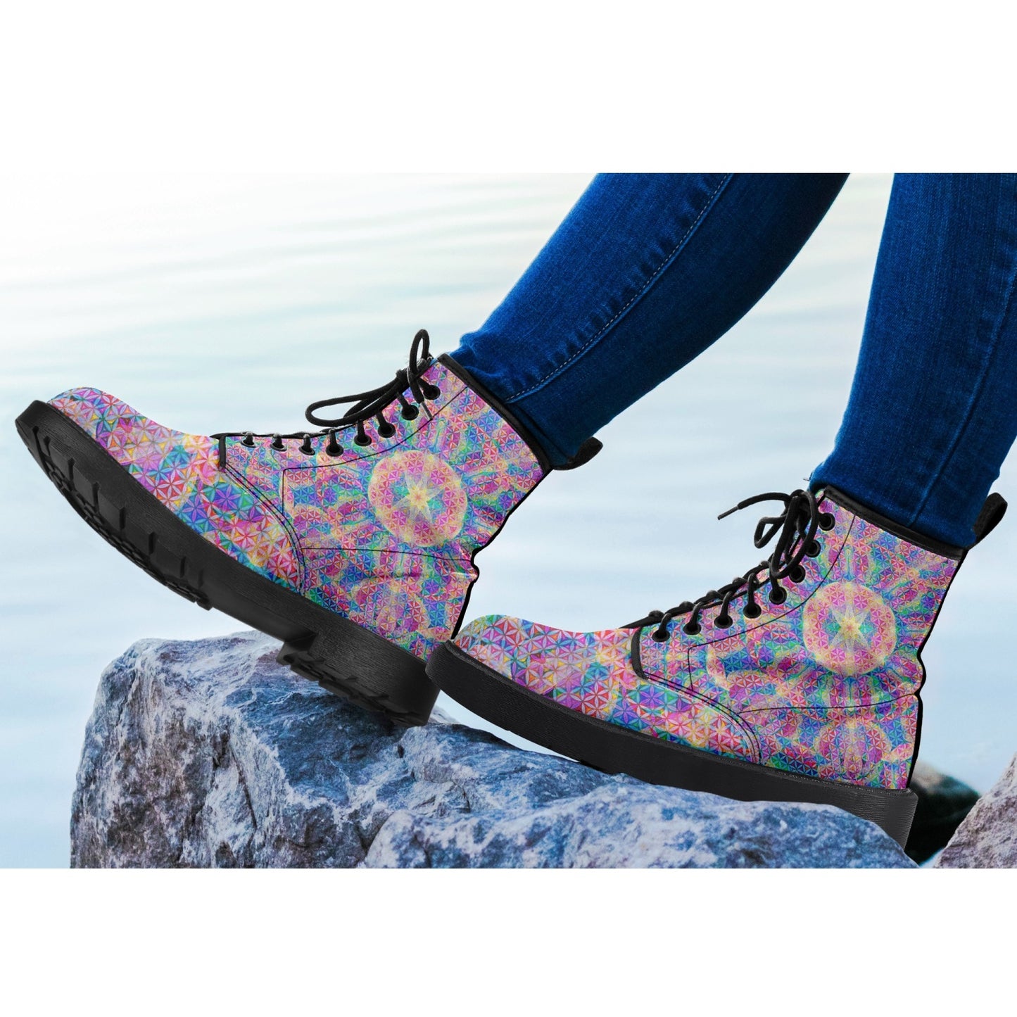 Rainbow Flower of Life Boots