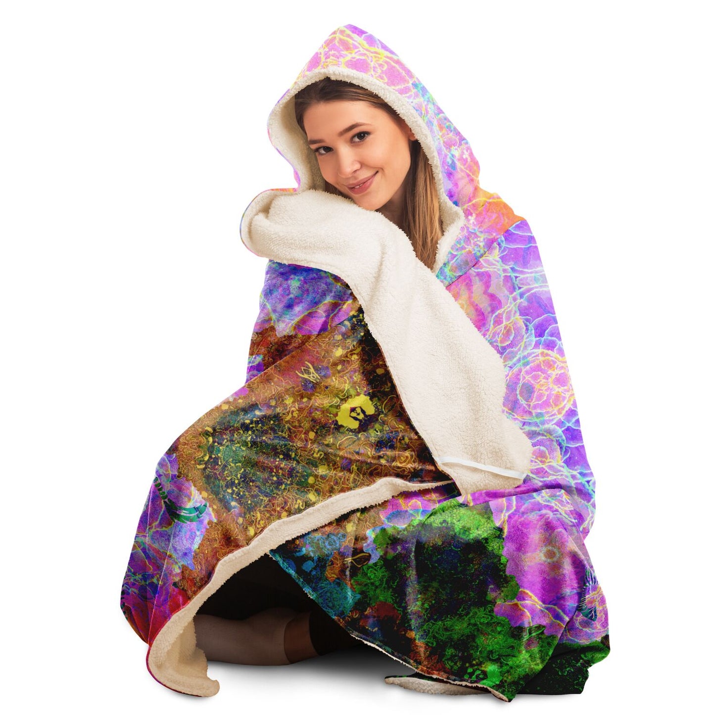 Psychedelic Zebra Garden Hooded Blanket