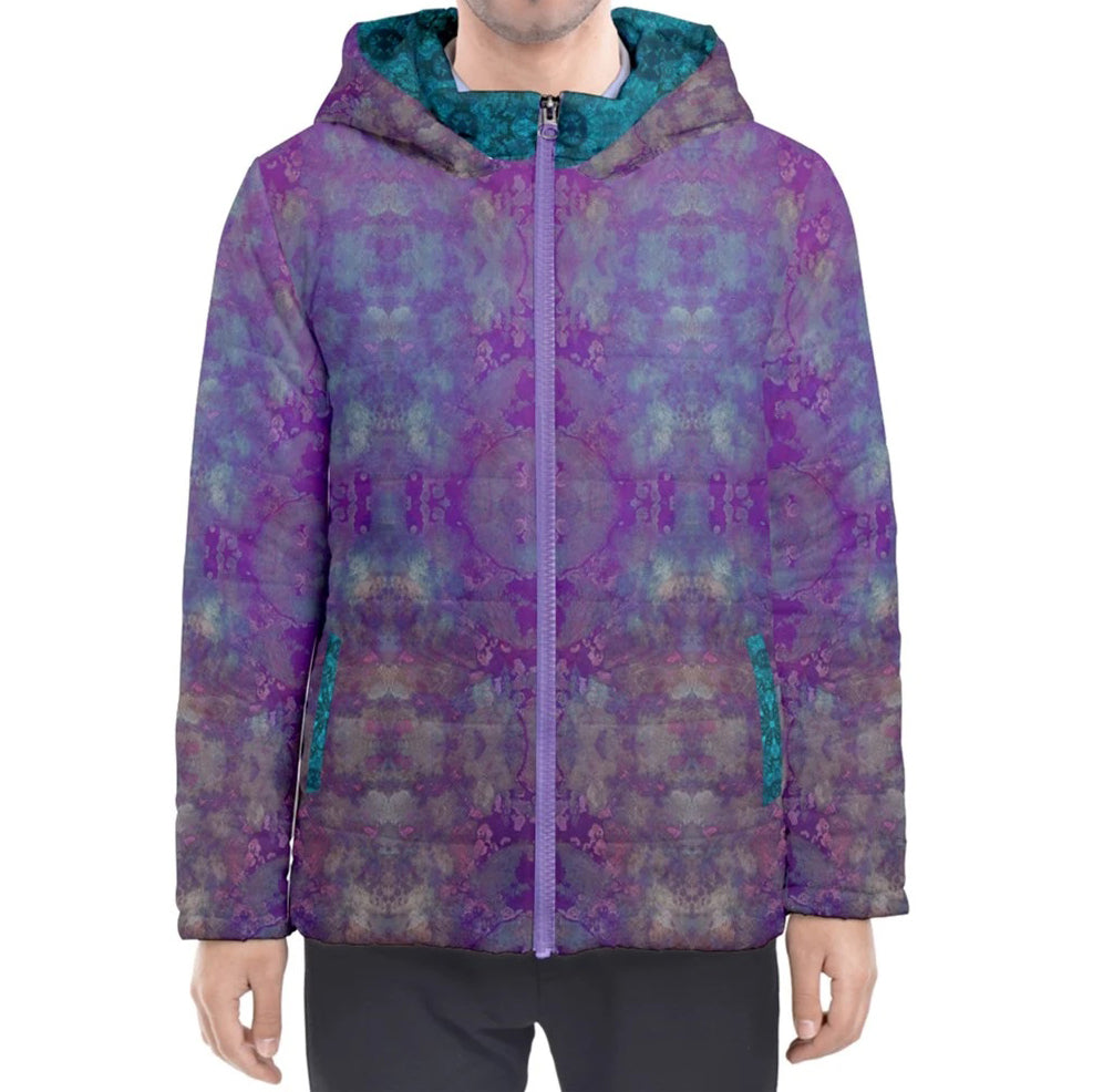 Purple Elephant Hooded Puffer Jacket