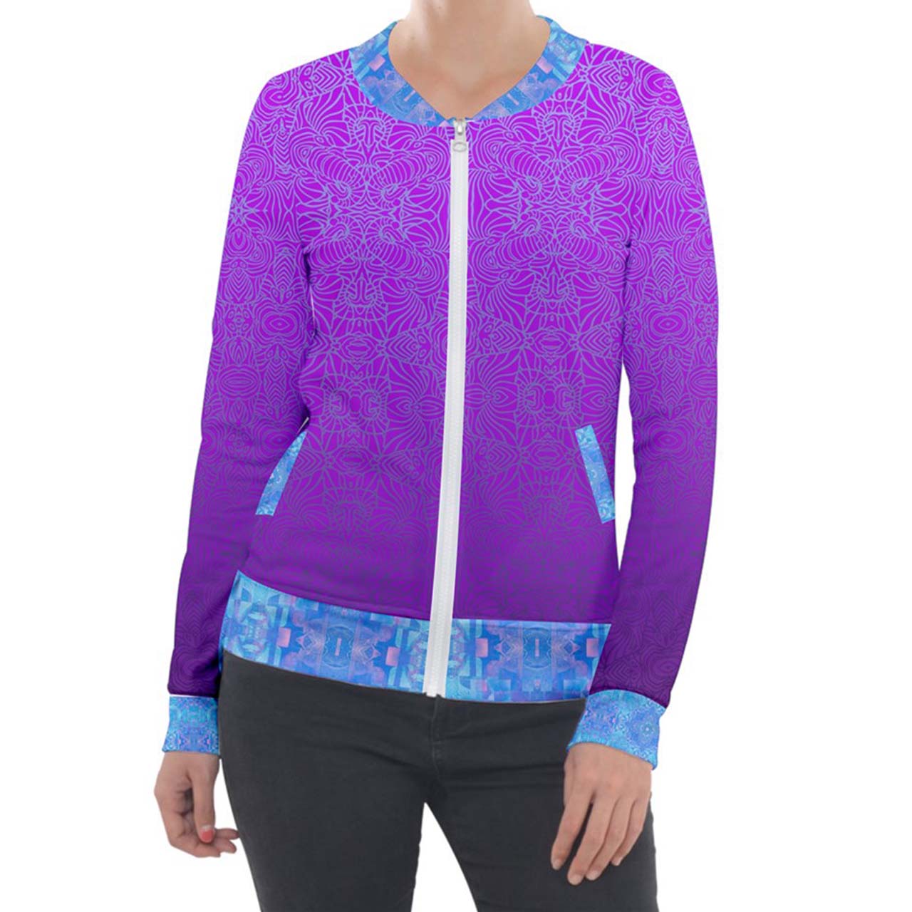 Third Eye Elephant Velvet Zip Up Jacket