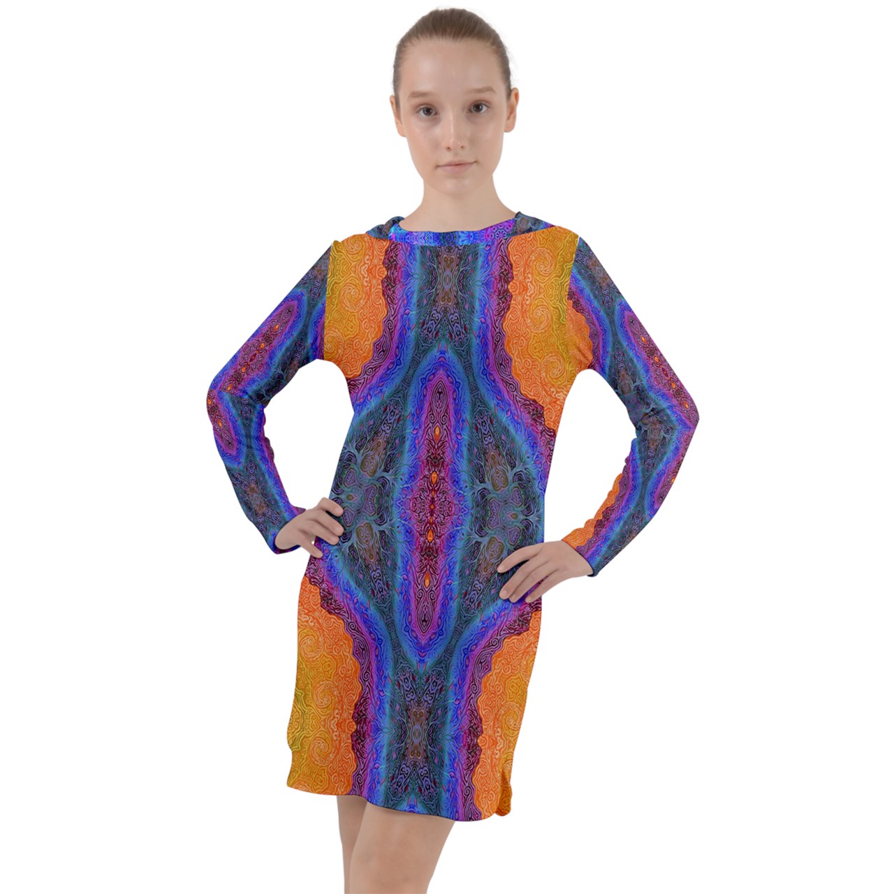 Roots Long Sleeve Hoodie Dress