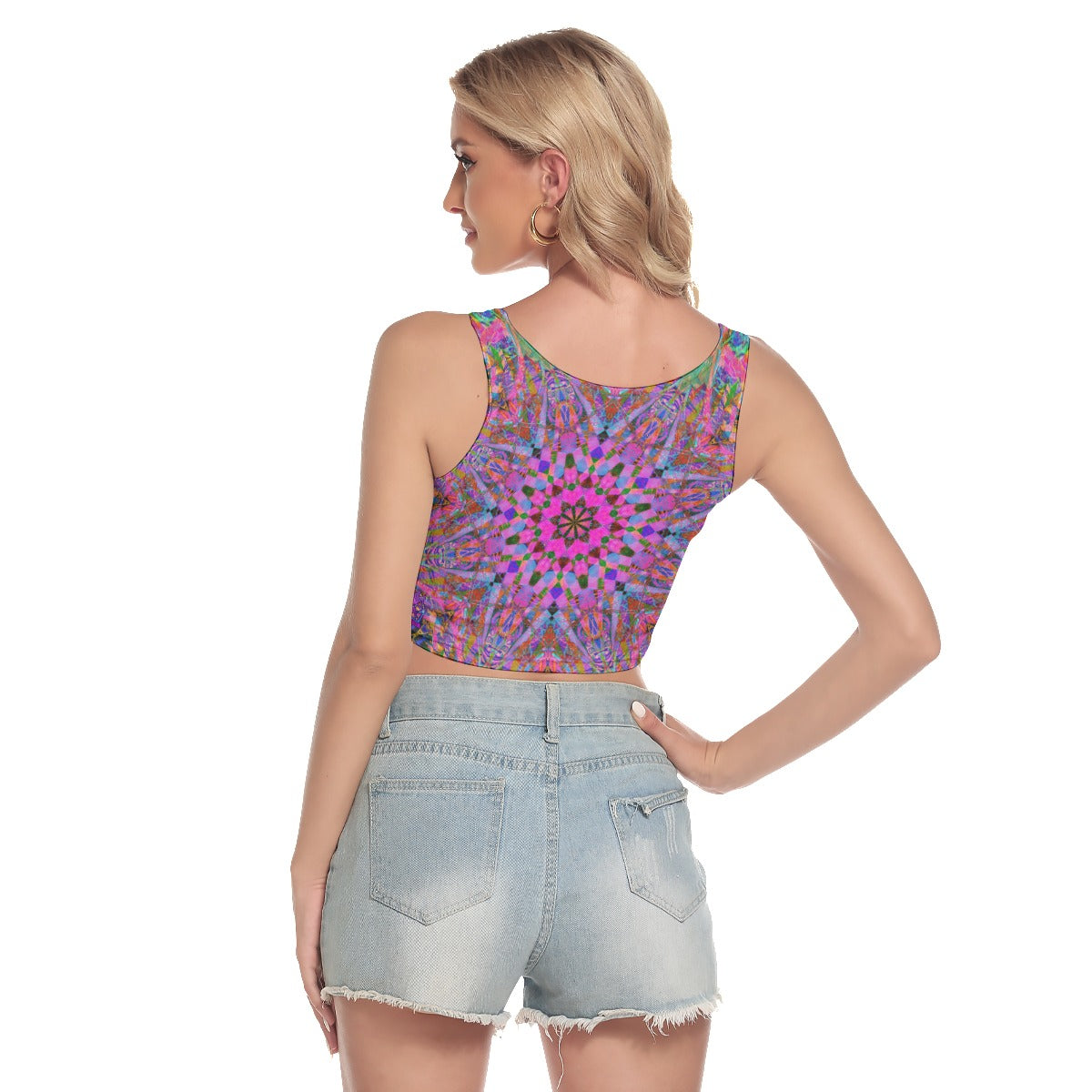 Pink Starburst Crop Tank Top