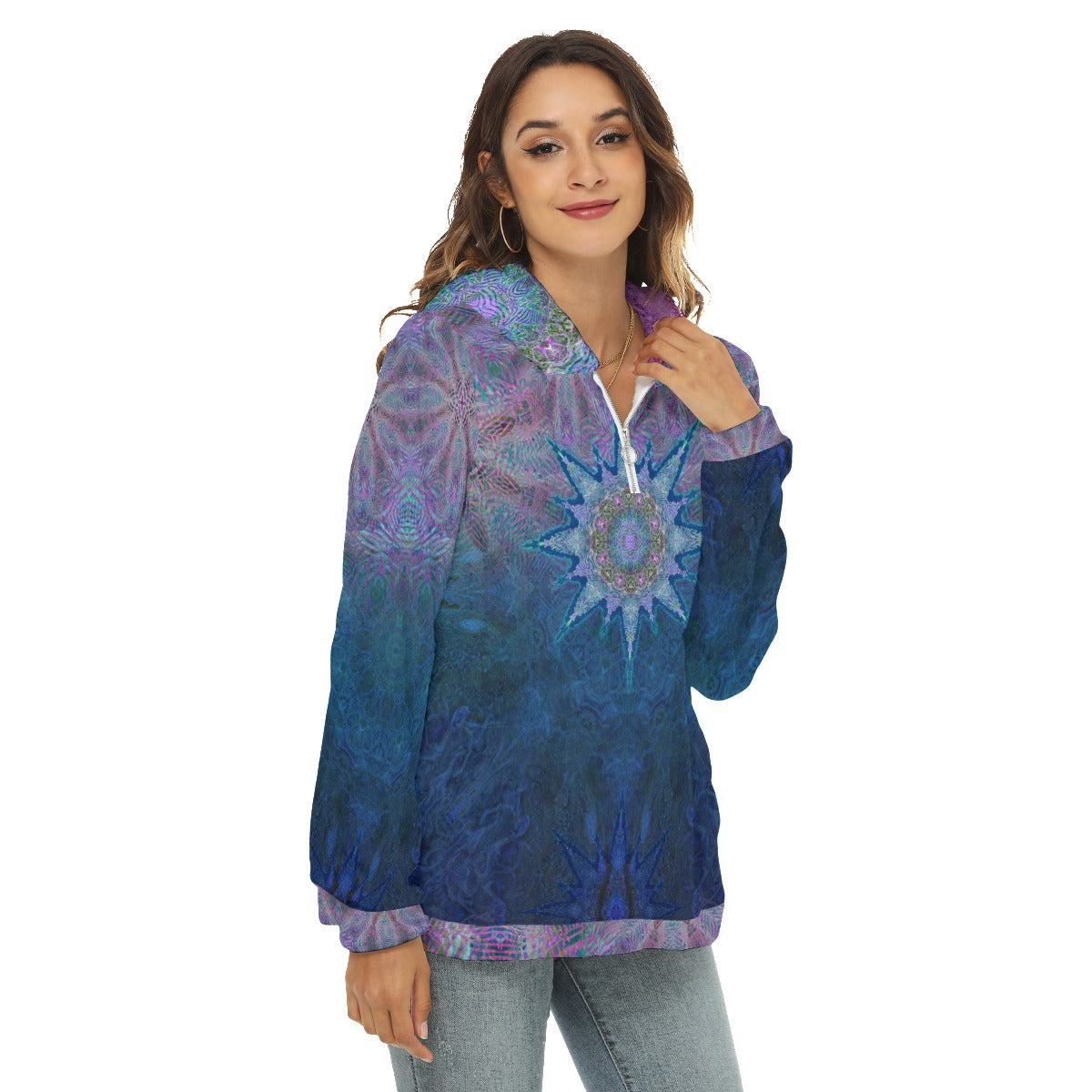 Jupiter Zebra Star Plush Fleece Hoodie