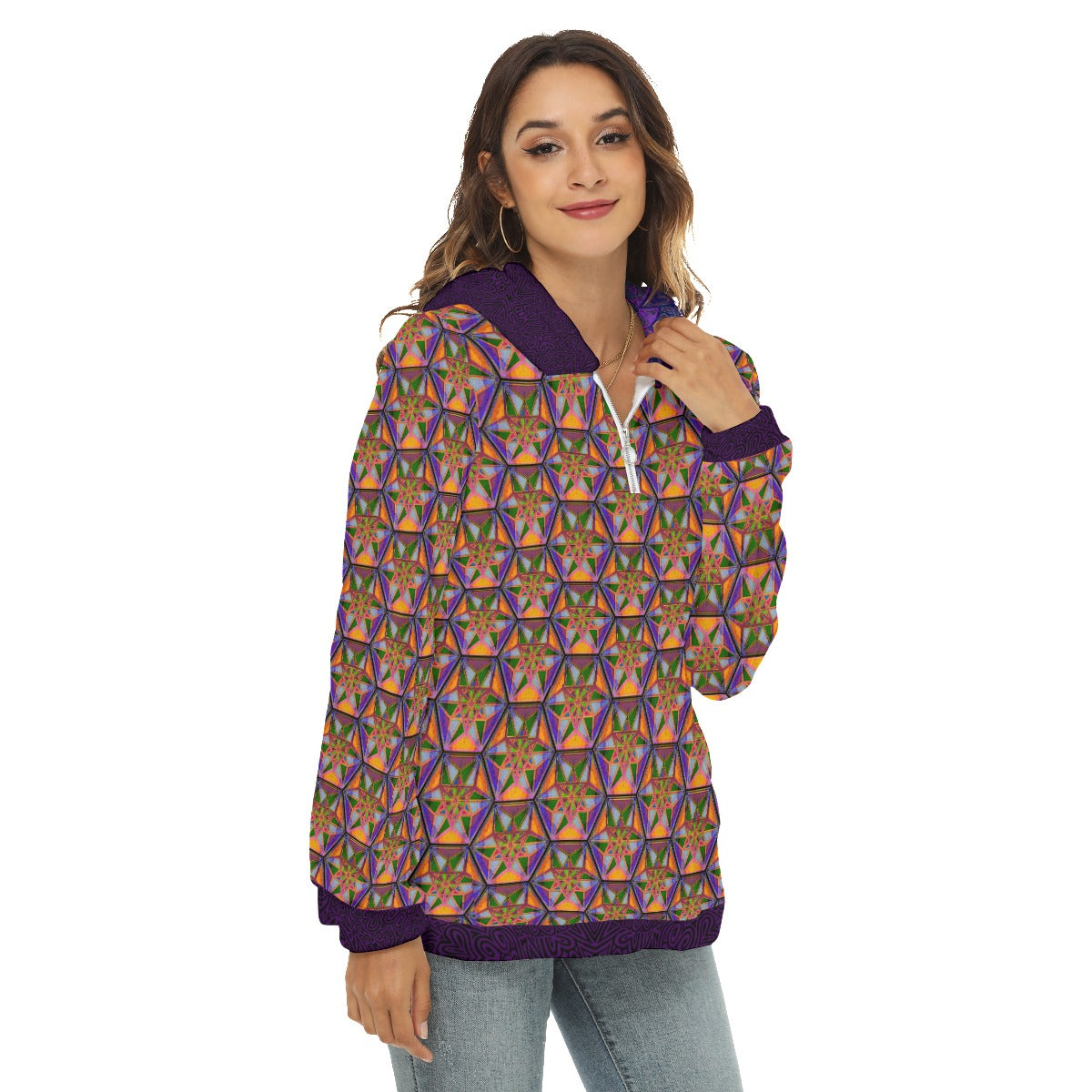 Vector Hexagon Plush Fleece Hoodie