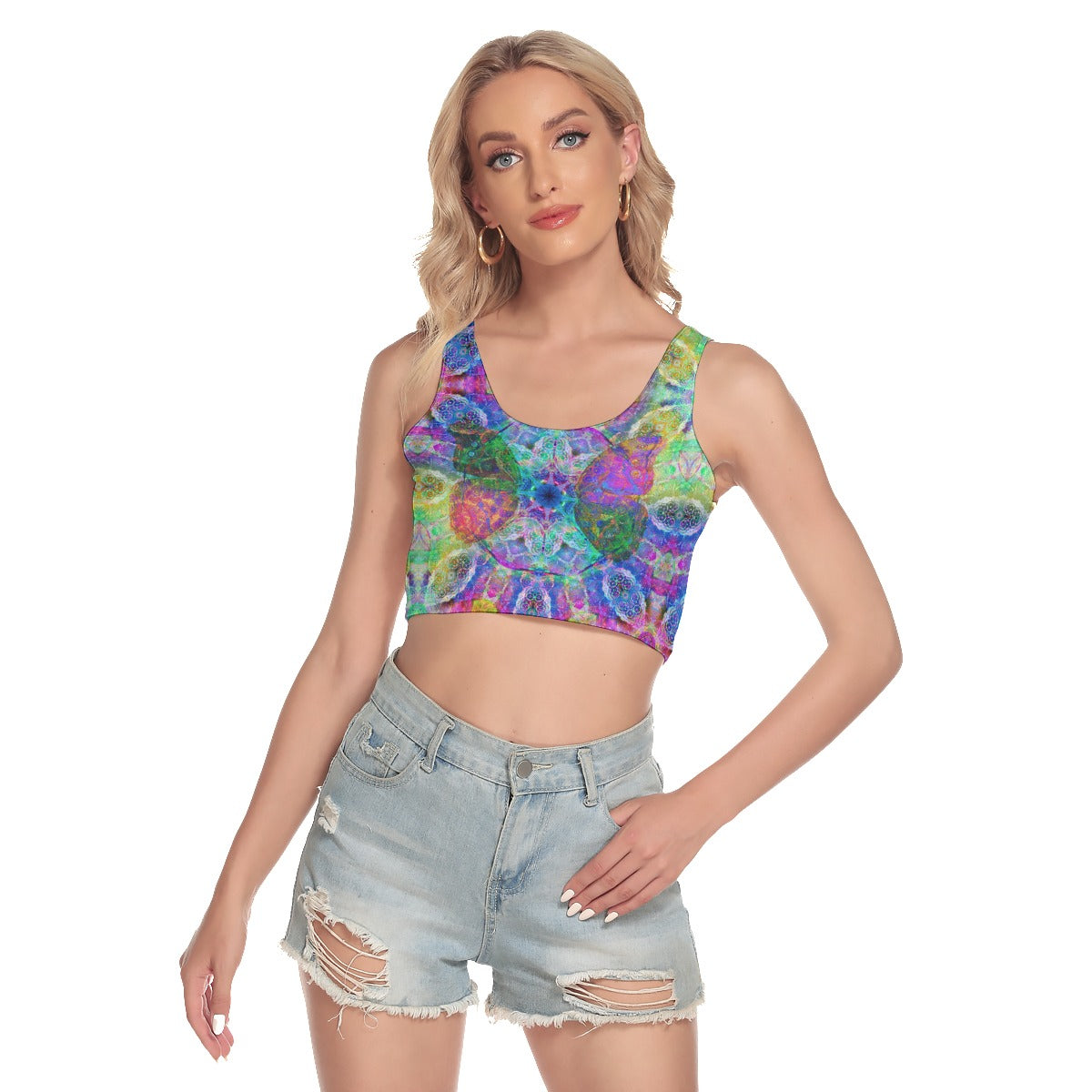 Butterfly Mandala Crop Tank Top