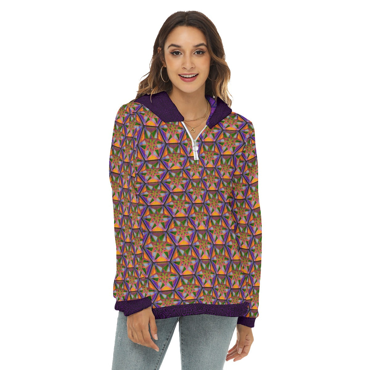 Vector Hexagon Plush Fleece Hoodie