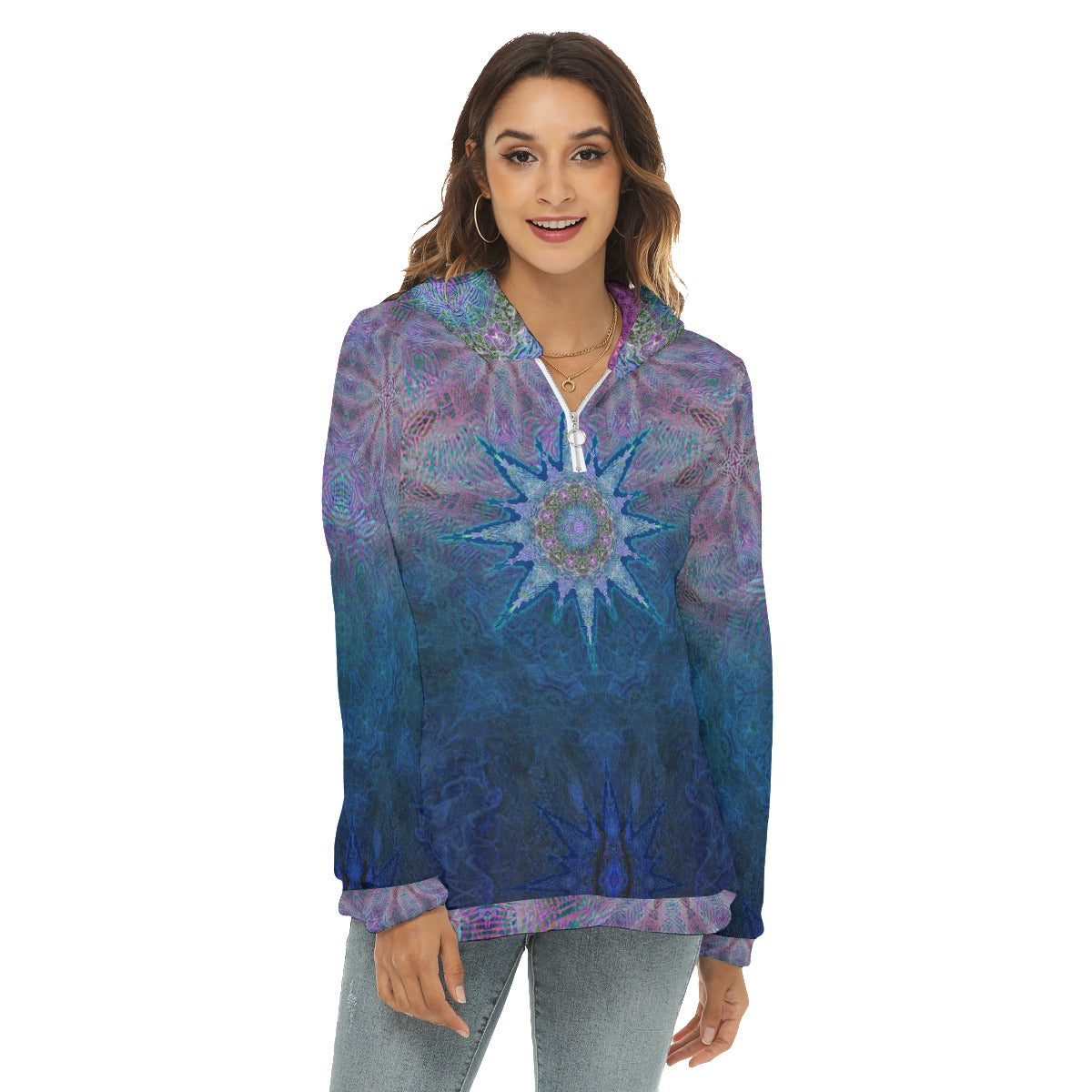Jupiter Zebra Star Plush Fleece Hoodie