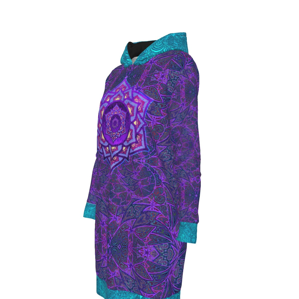 Purple Hearts Chakra Hoodie Dress