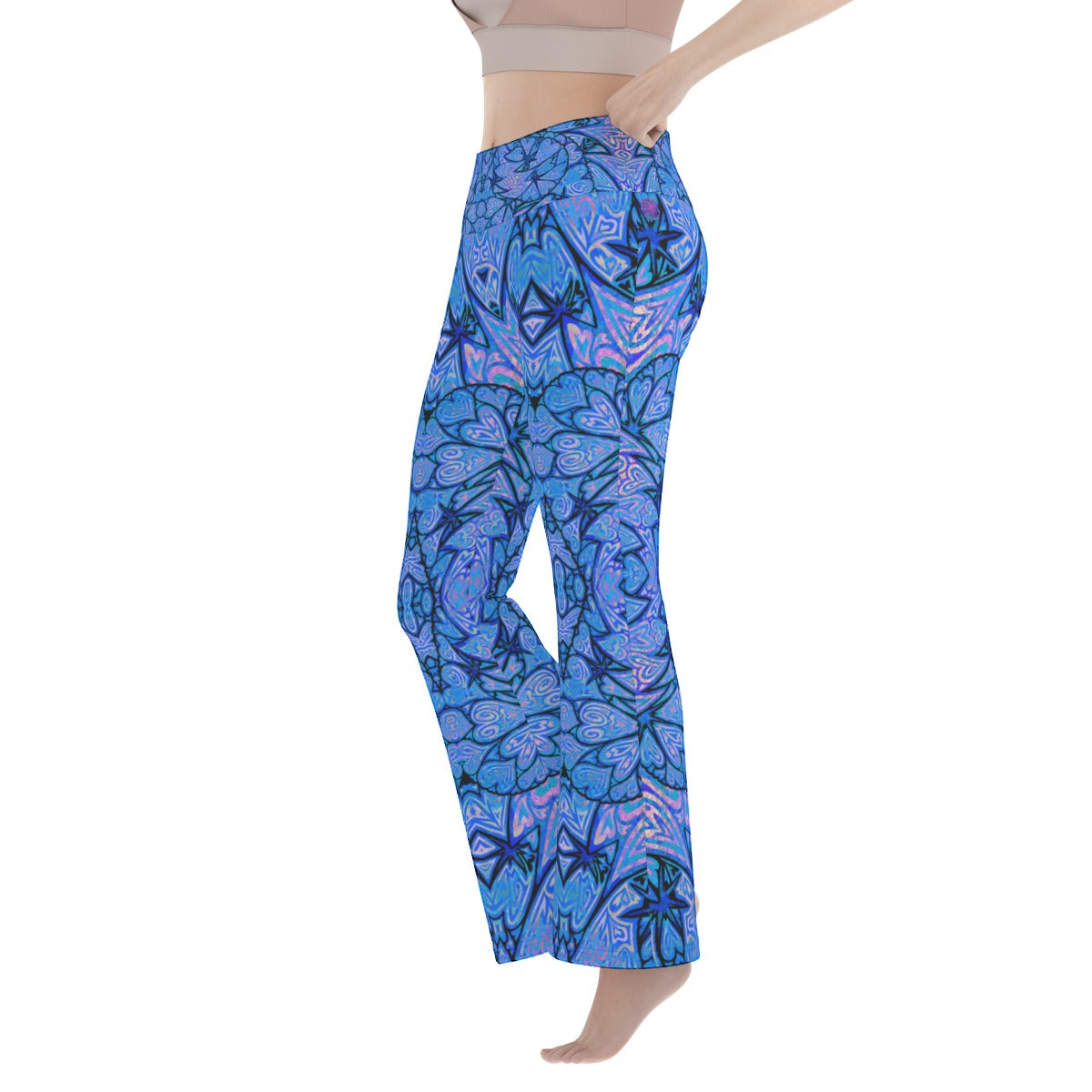 Blue Hearts Flare Yoga Pants