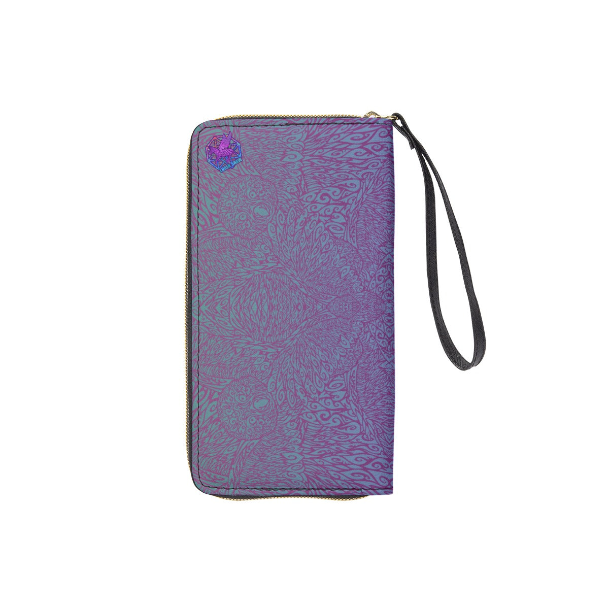 Teal Night Owl Long Wallet w/ Hand Strap