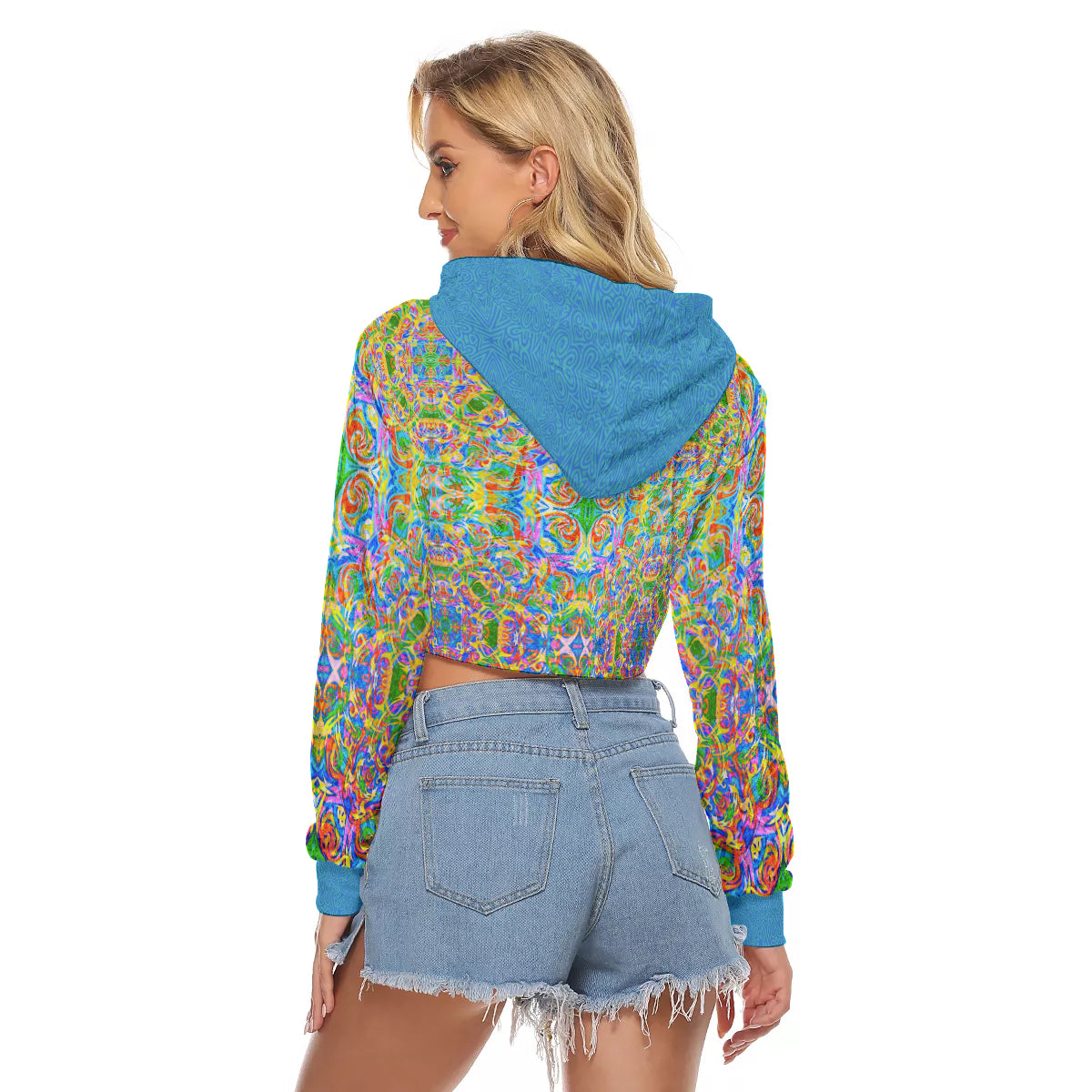 Rasta Koala Stealie Crushed Velvet Crop Top Hoodie