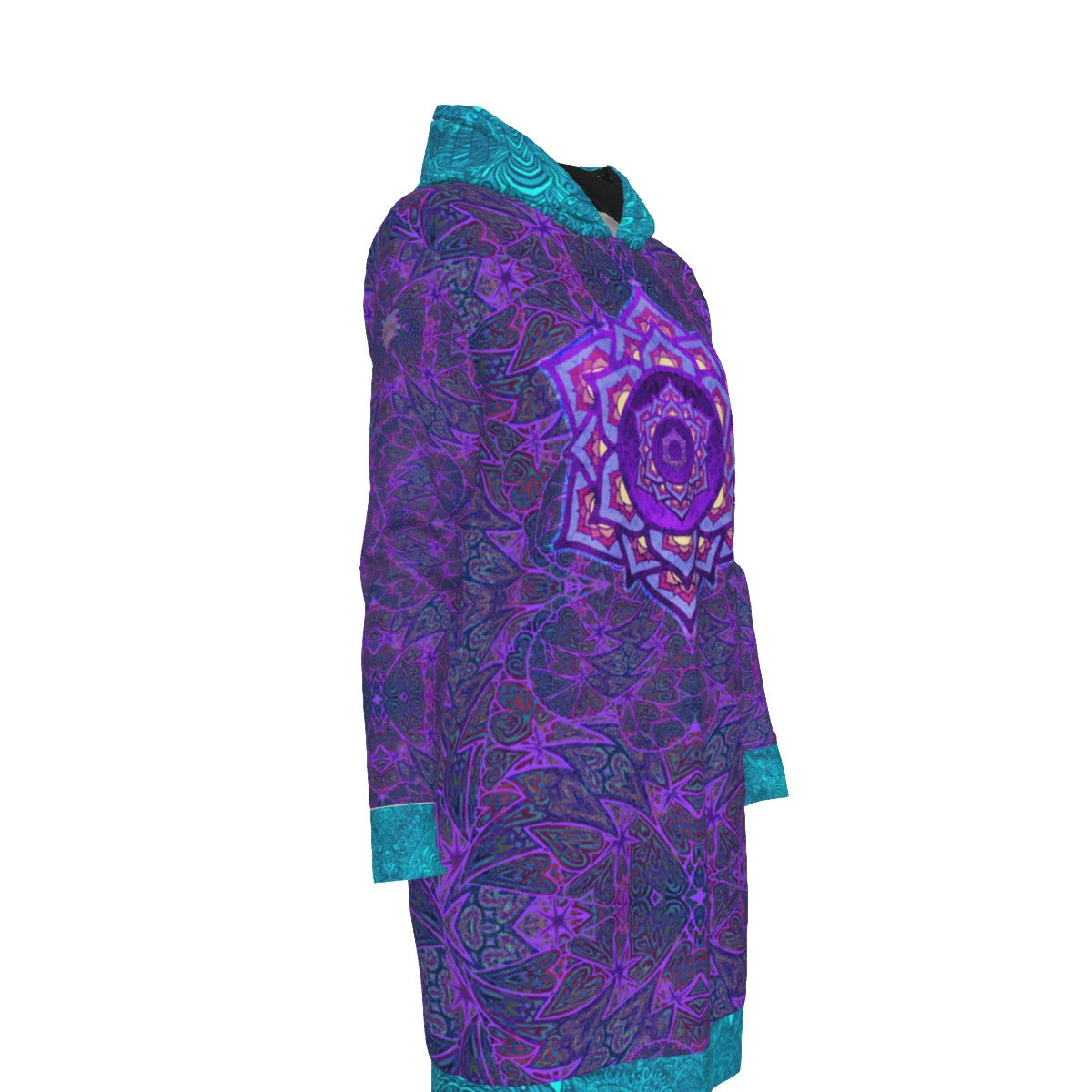 Purple Hearts Chakra Hoodie Dress