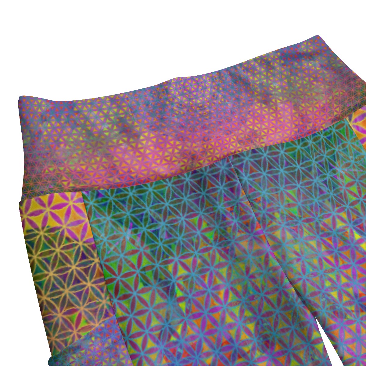 Rainbow Flower High Waist Leggings With Side Pockets