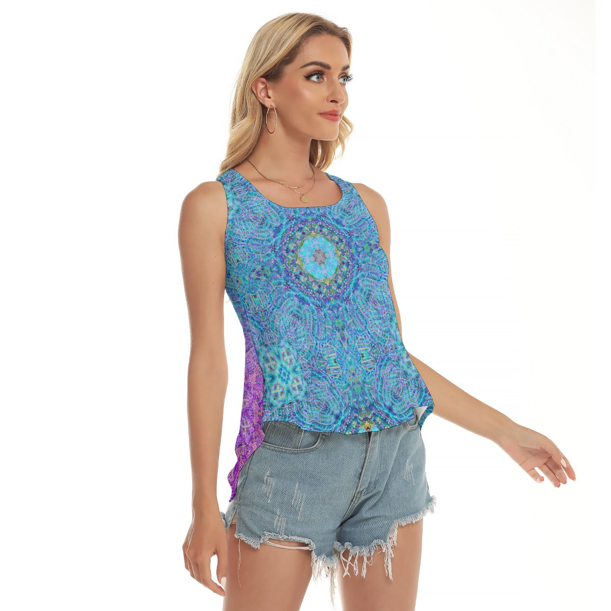 Purple Starlight Hollow Back Yoga Top