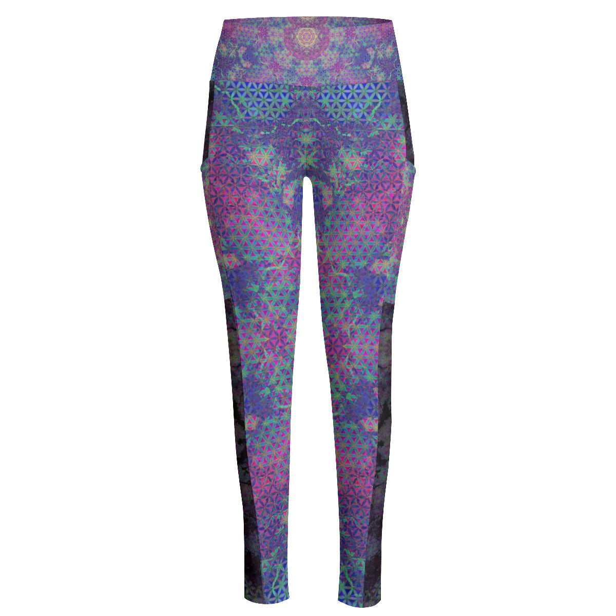 Flower Power High Waist Leggings With Side Pockets