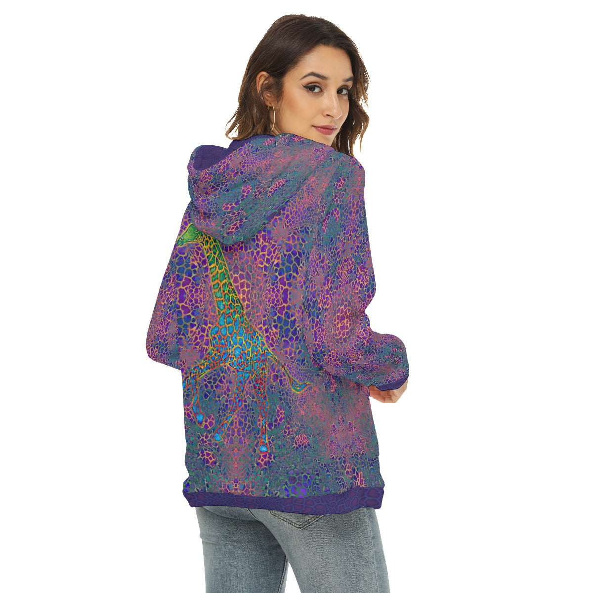 Prancing Giraffe Plush Fleece Hoodie