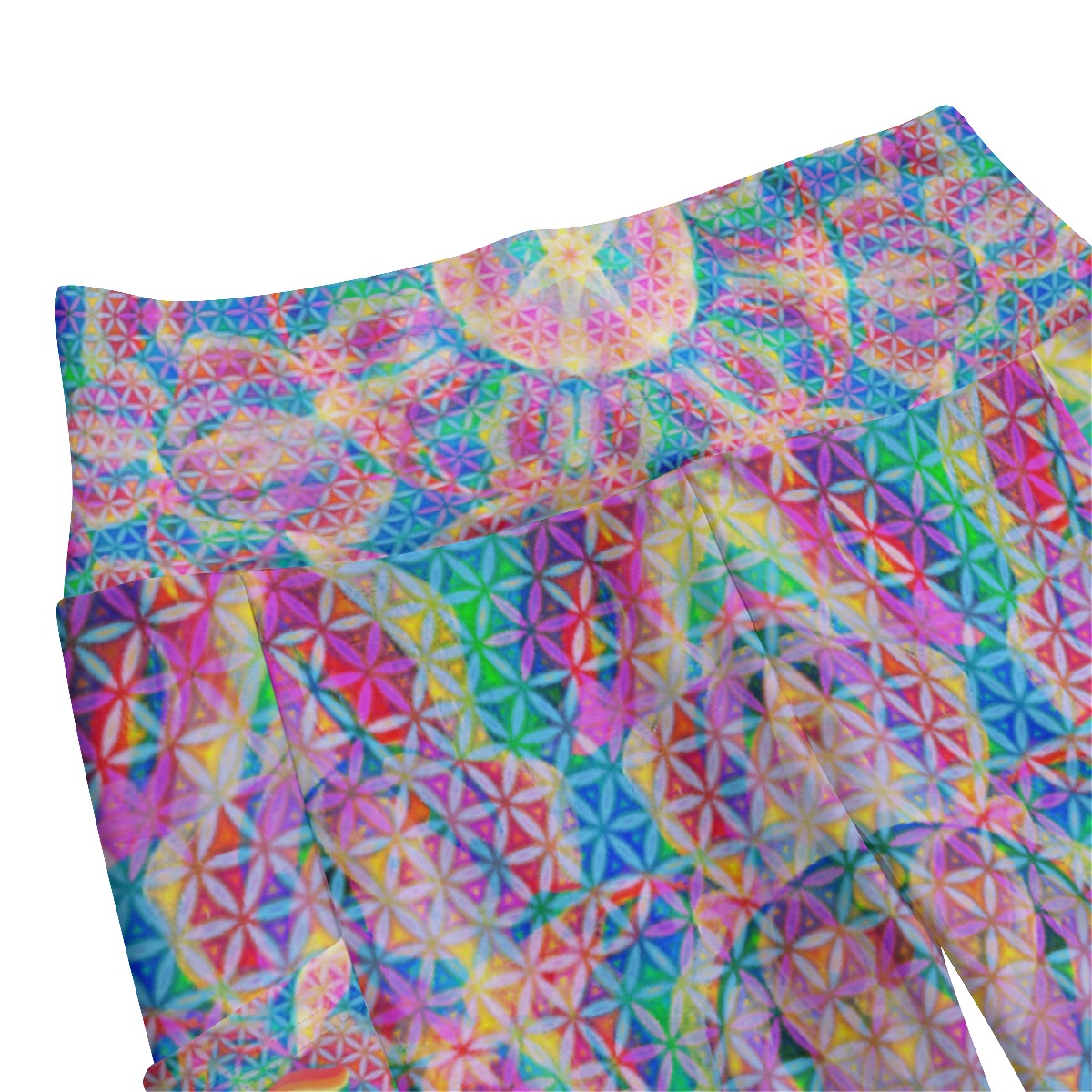 Rainbow Elephant Flowers High Waist Leggings With Side Pockets