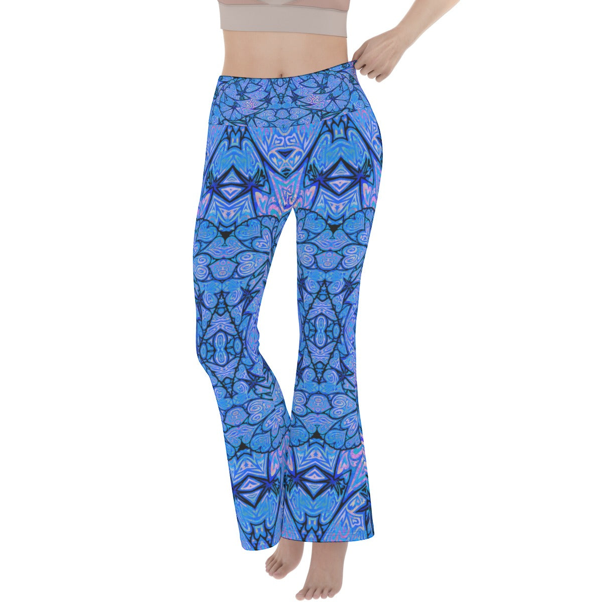 Blue Hearts Flare Yoga Pants