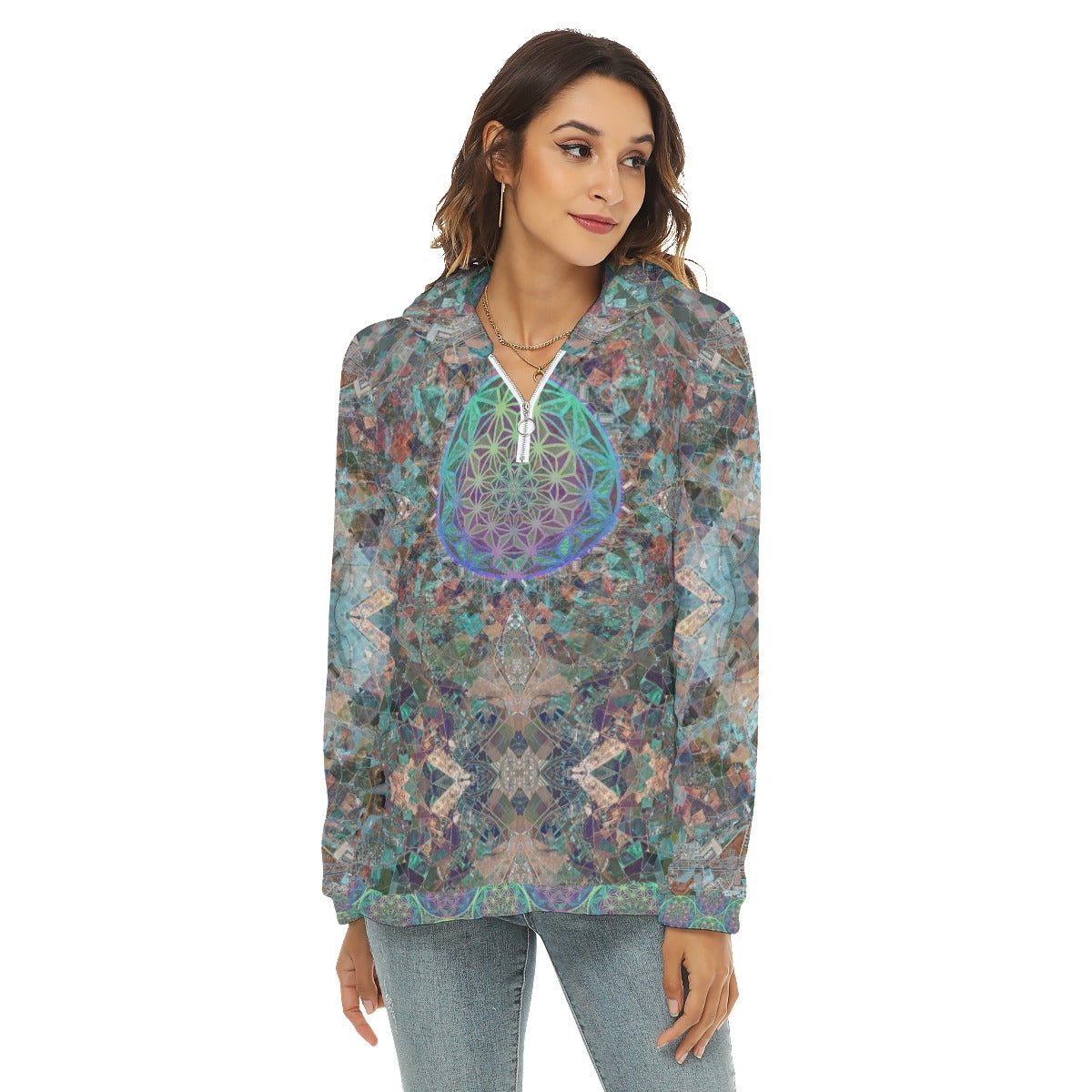 Seville Flower Mandala Plush Fleece Hoodie