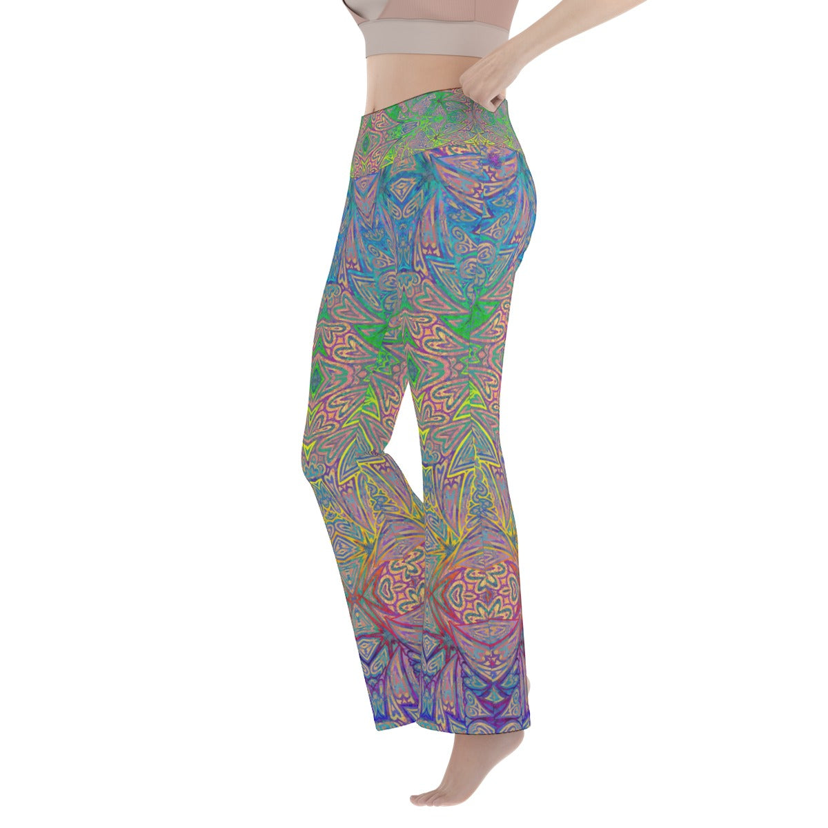 Rainbow Hearts Flare Yoga Pants