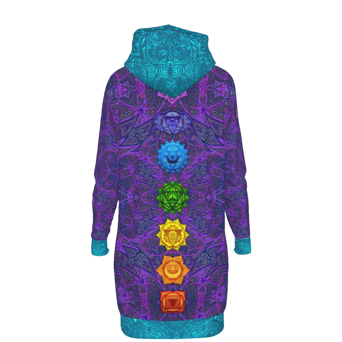 Purple Hearts Chakra Hoodie Dress