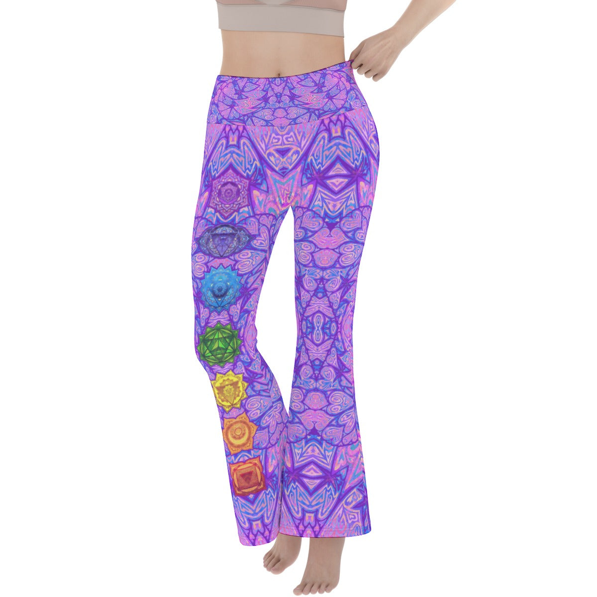 Purple Heart Chakras Flare Yoga Pants