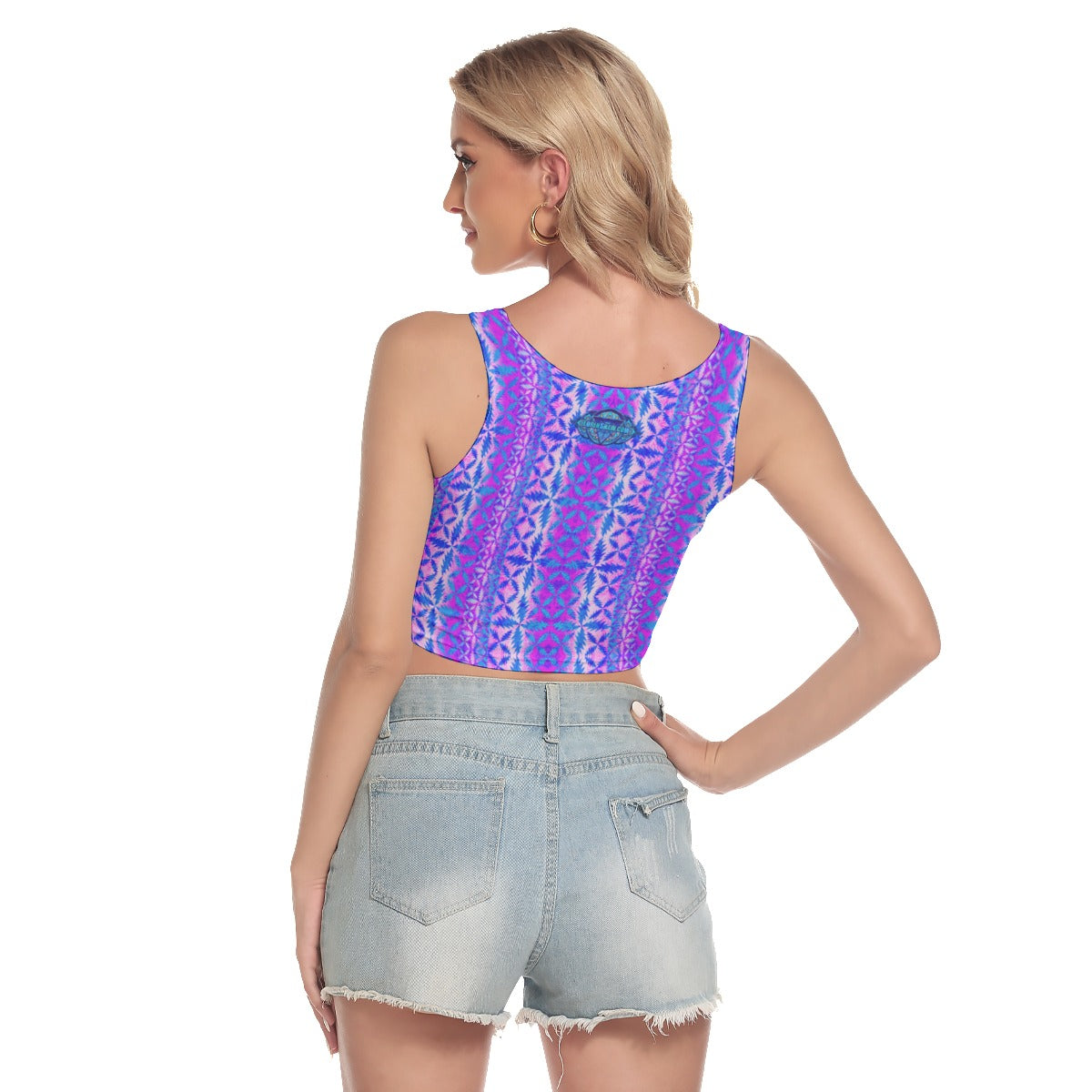 Purple 13 point Bolt Crop Tank Top
