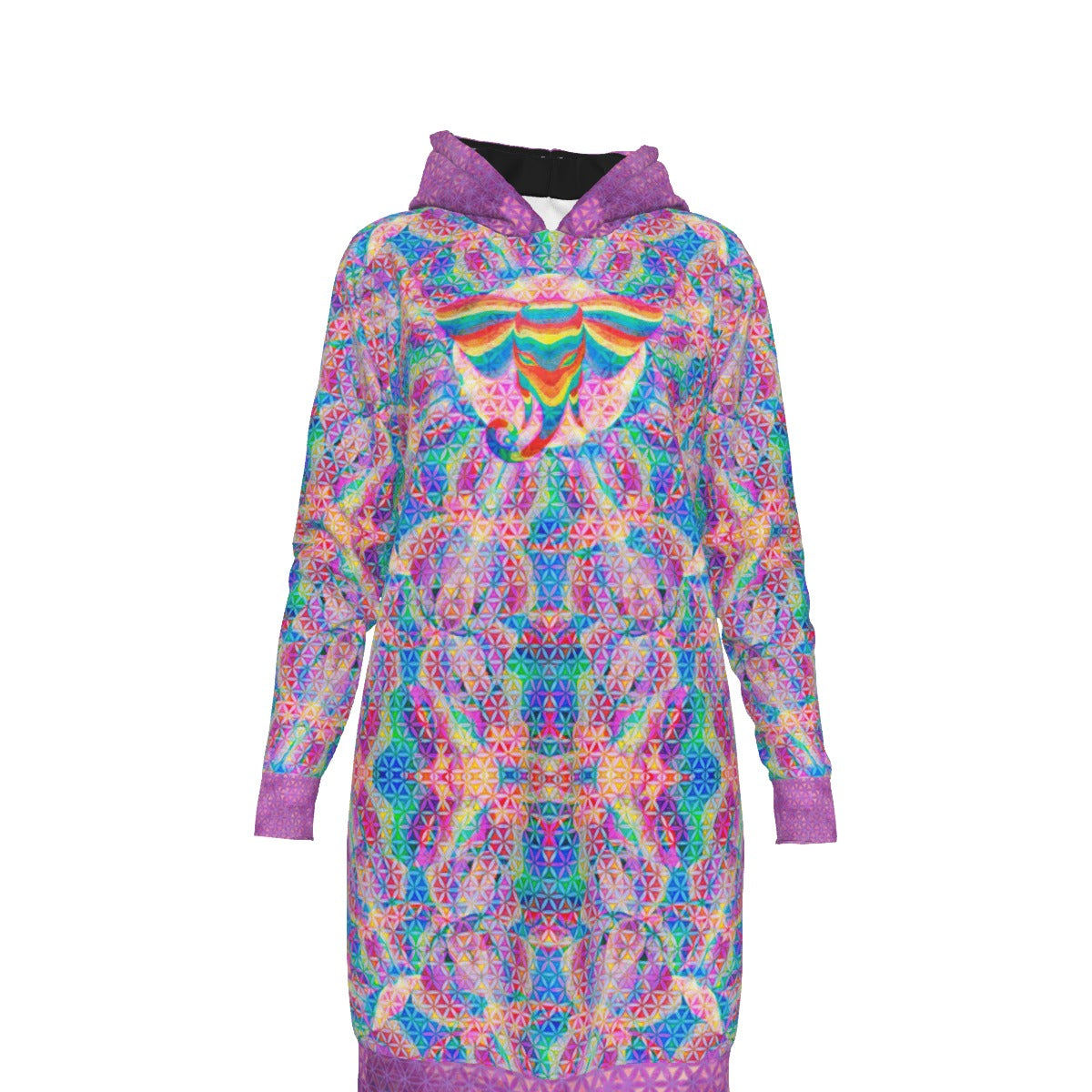 Rainbow Elephant Love Hoodie Dress