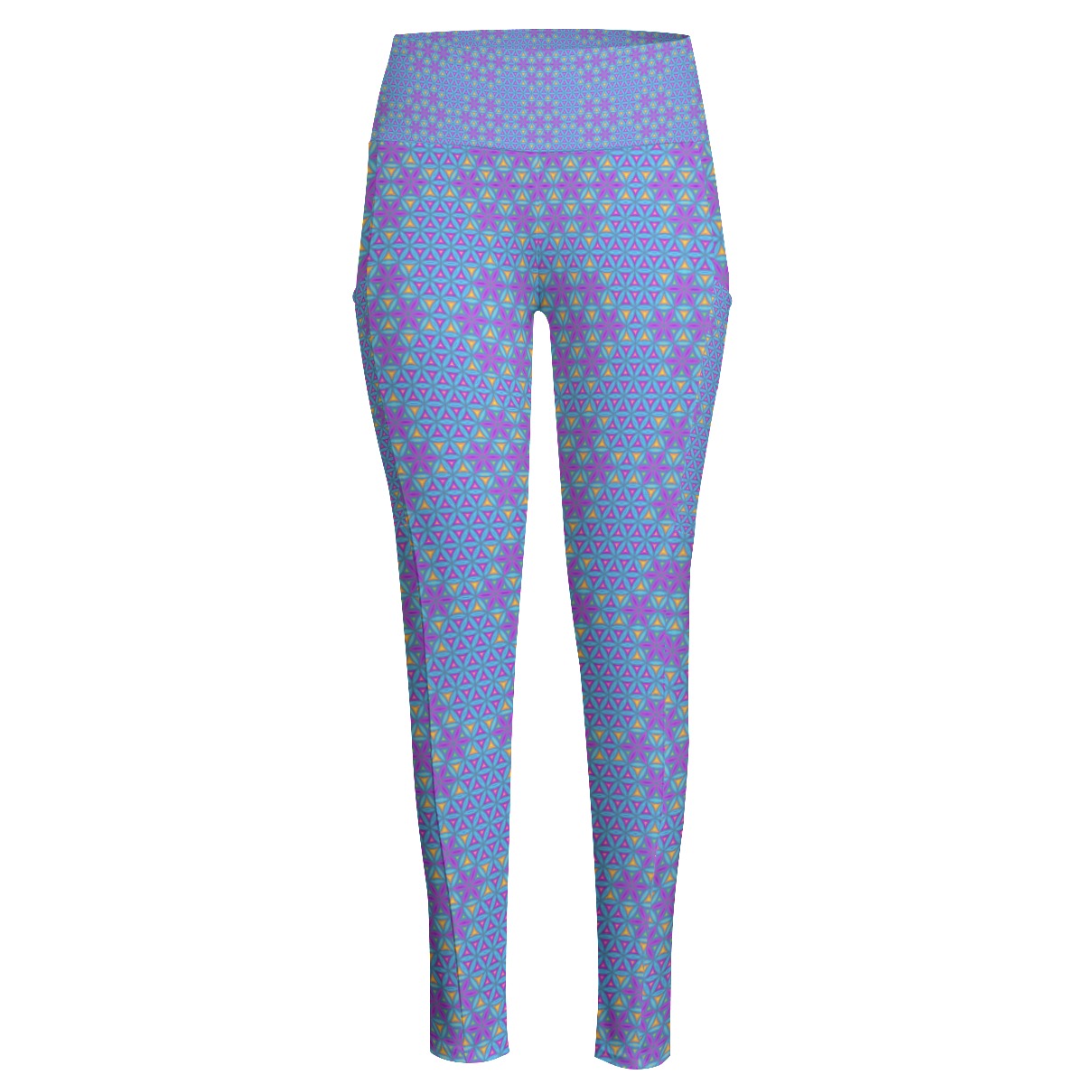 Violet Flower of Life High Waist Leggings With Side Pockets