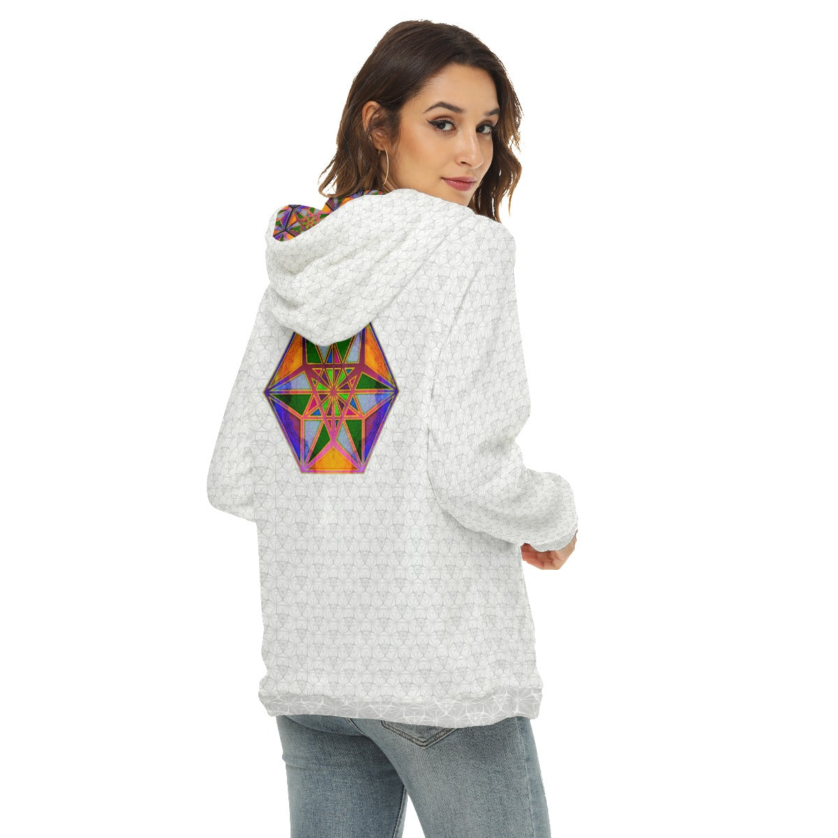 Vector Equilibrium Blanco Plush Fleece Hoodie