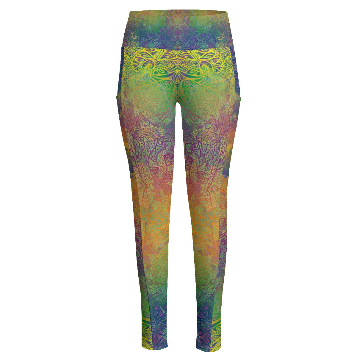 Rainbow Octopus High Waist Leggings With Side Pockets