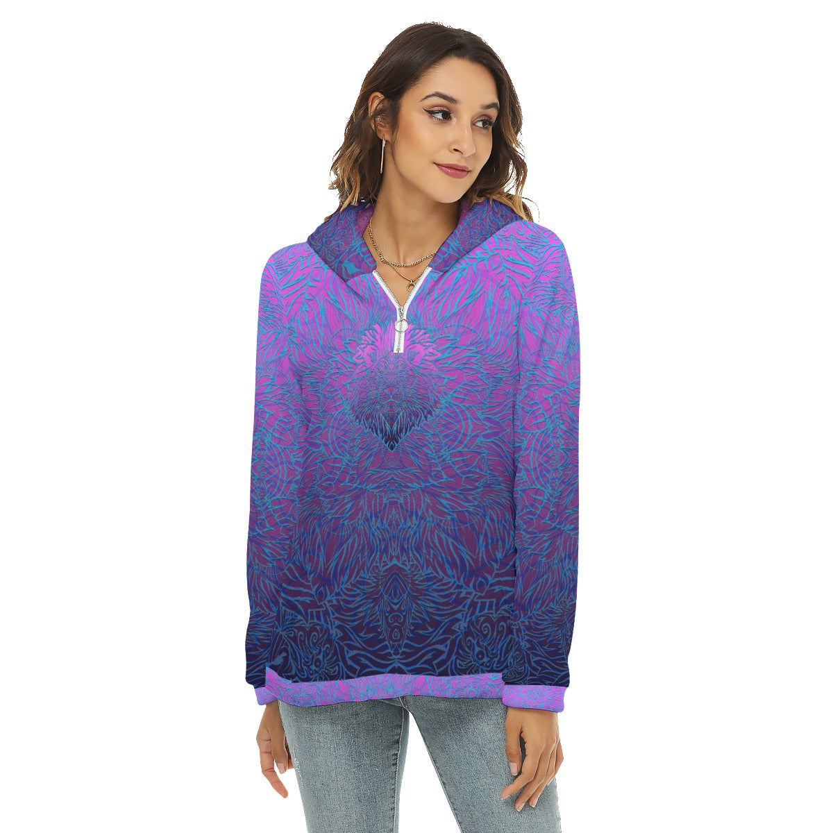 Fluffy Pink Lion Plush Fleece Hoodie