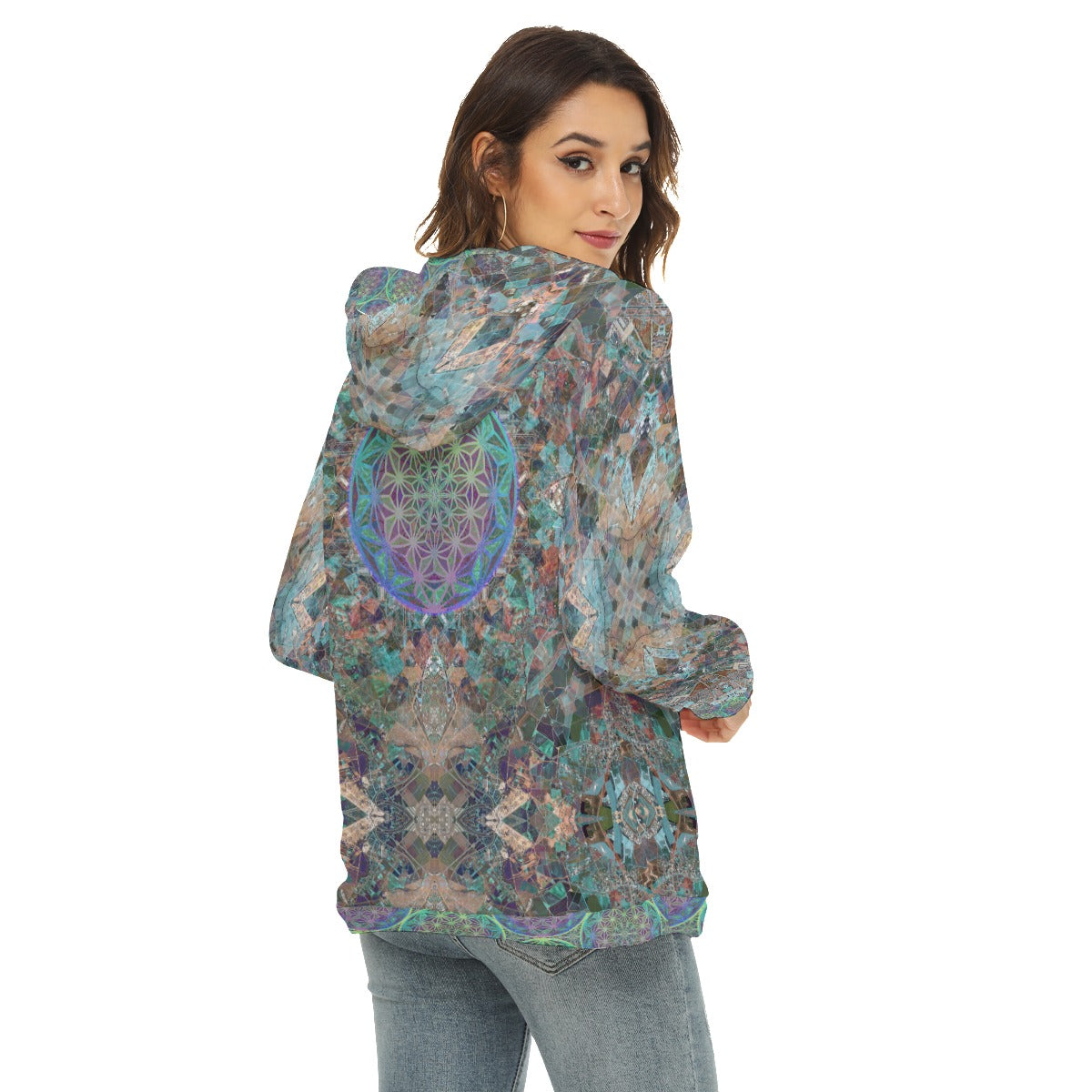 Seville Flower Mandala Plush Fleece Hoodie