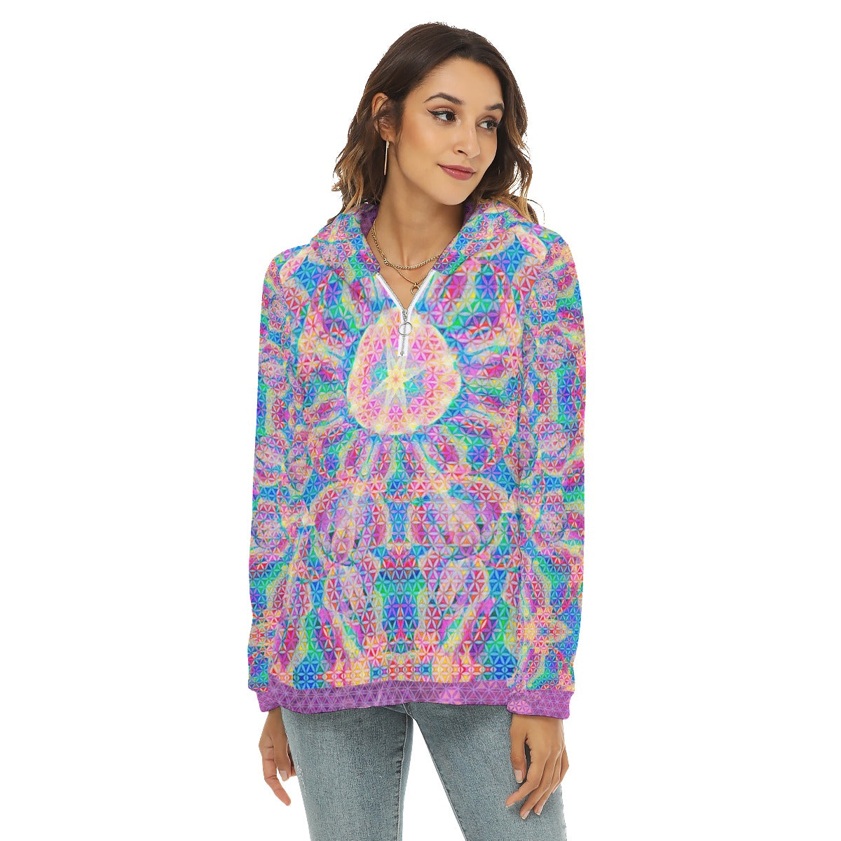 Elephant Flower of Life Plush Fleece Hoodie