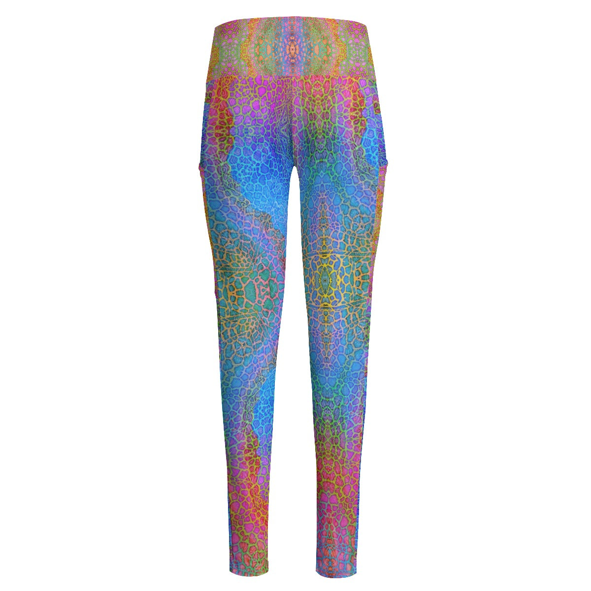 Rainbow Giraffe High Waist Leggings With Side Pockets