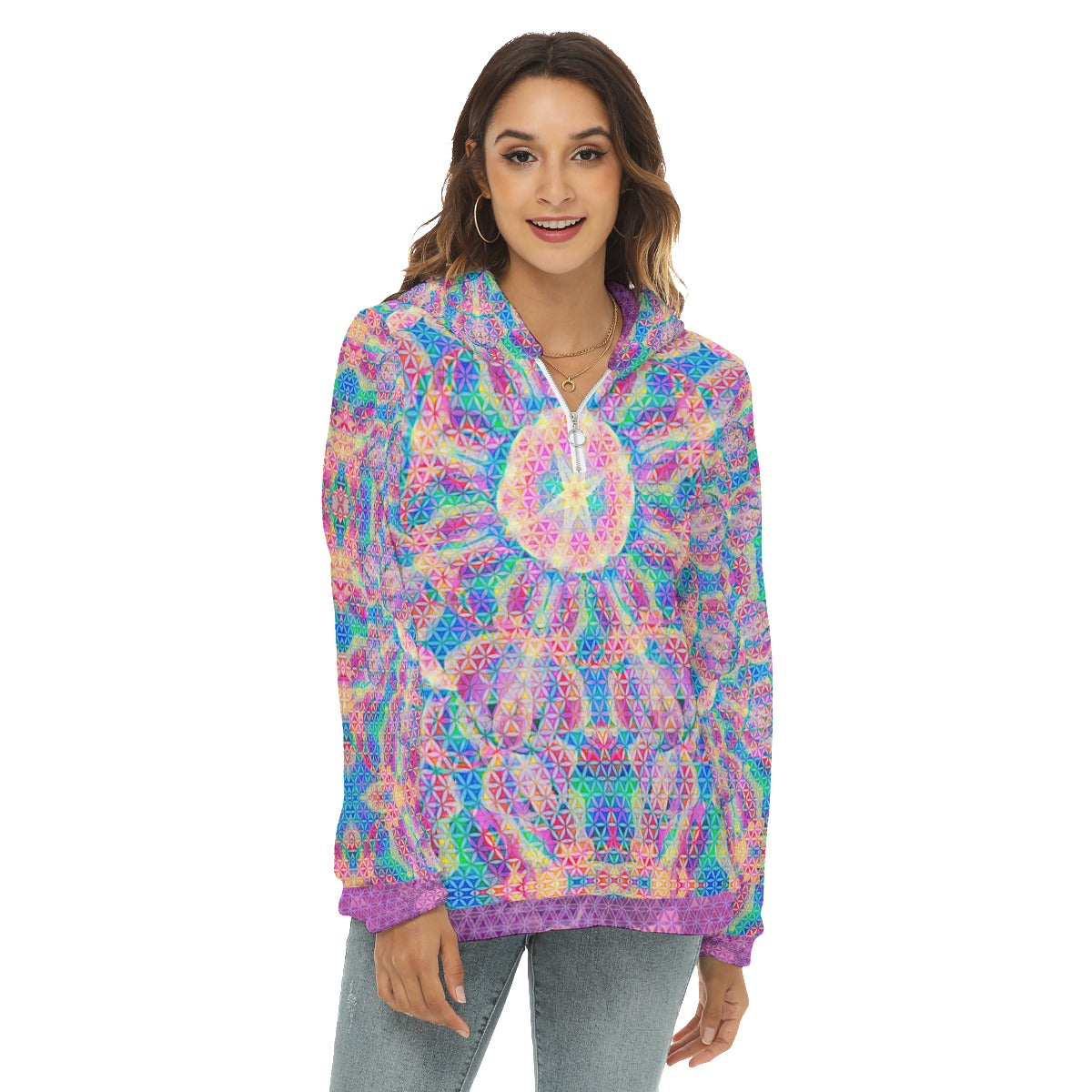 Elephant Flower of Life Plush Fleece Hoodie