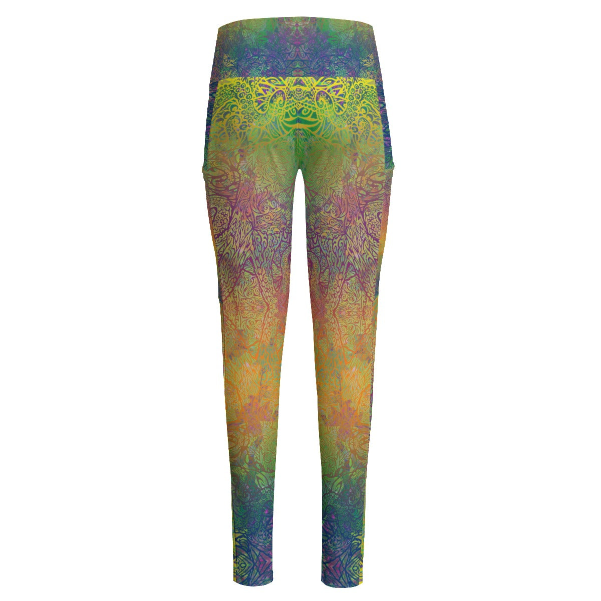 Rainbow Octopus High Waist Leggings With Side Pockets