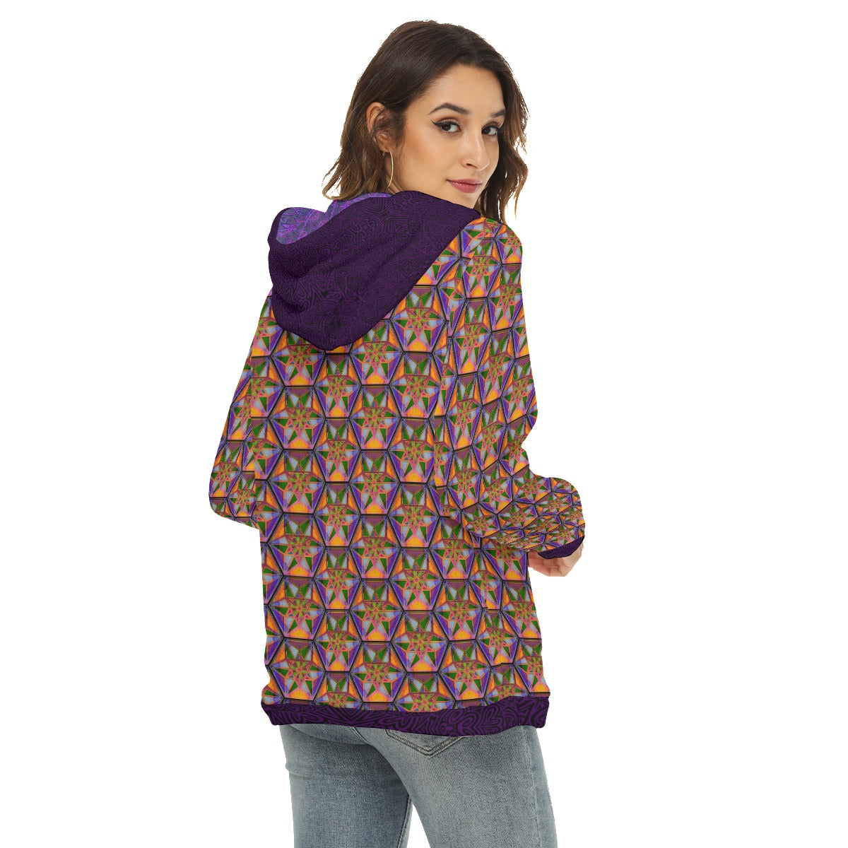 Vector Hexagon Plush Fleece Hoodie
