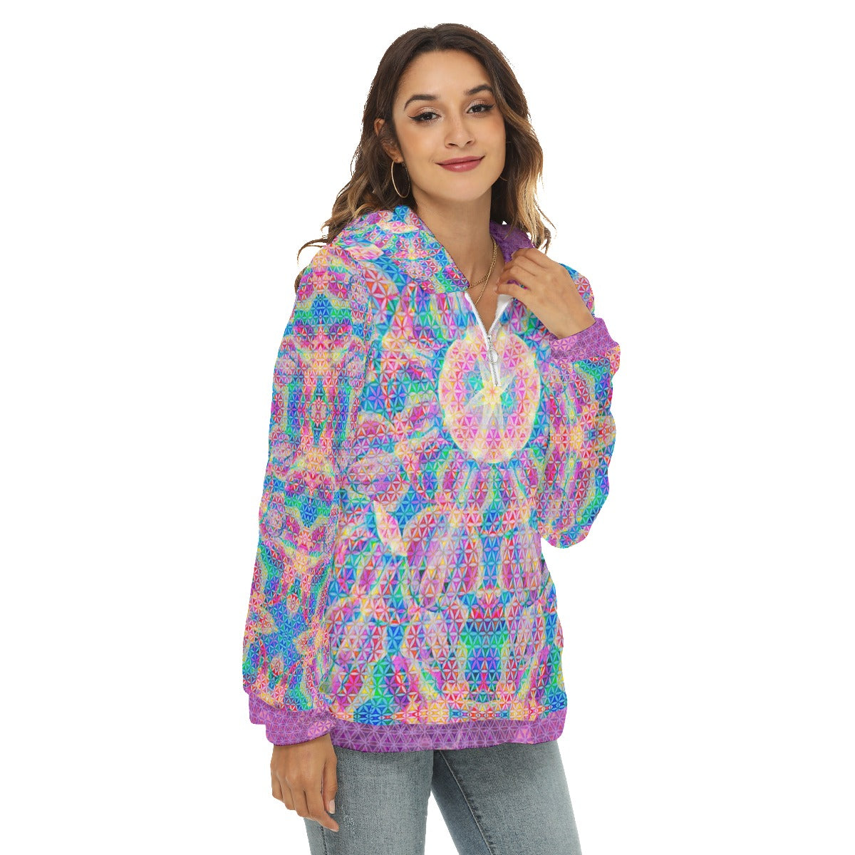 Elephant Flower of Life Plush Fleece Hoodie
