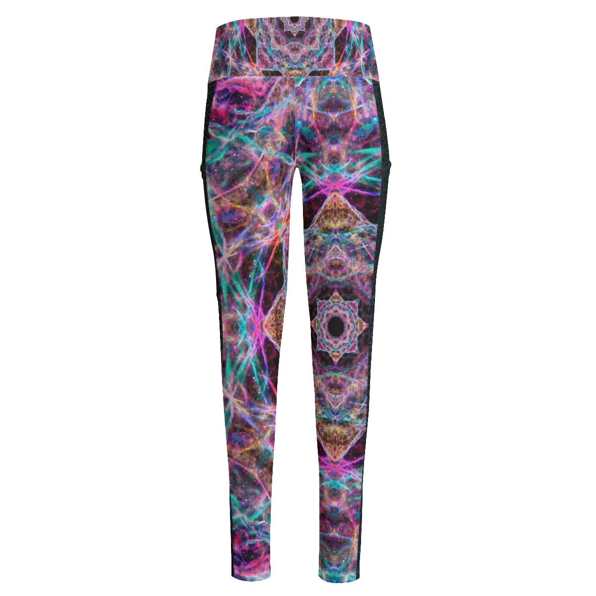 Veil Nebula Mandala High Waist Leggings With Side Pockets