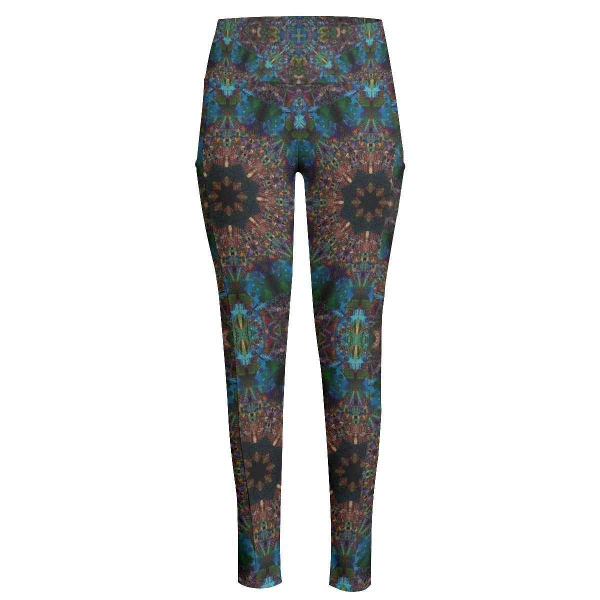 Scarab Mandala High Waist Leggings With Side Pockets