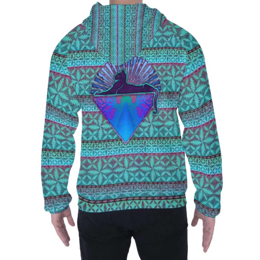 13 Point Teal Compass Zip Up Hoodie