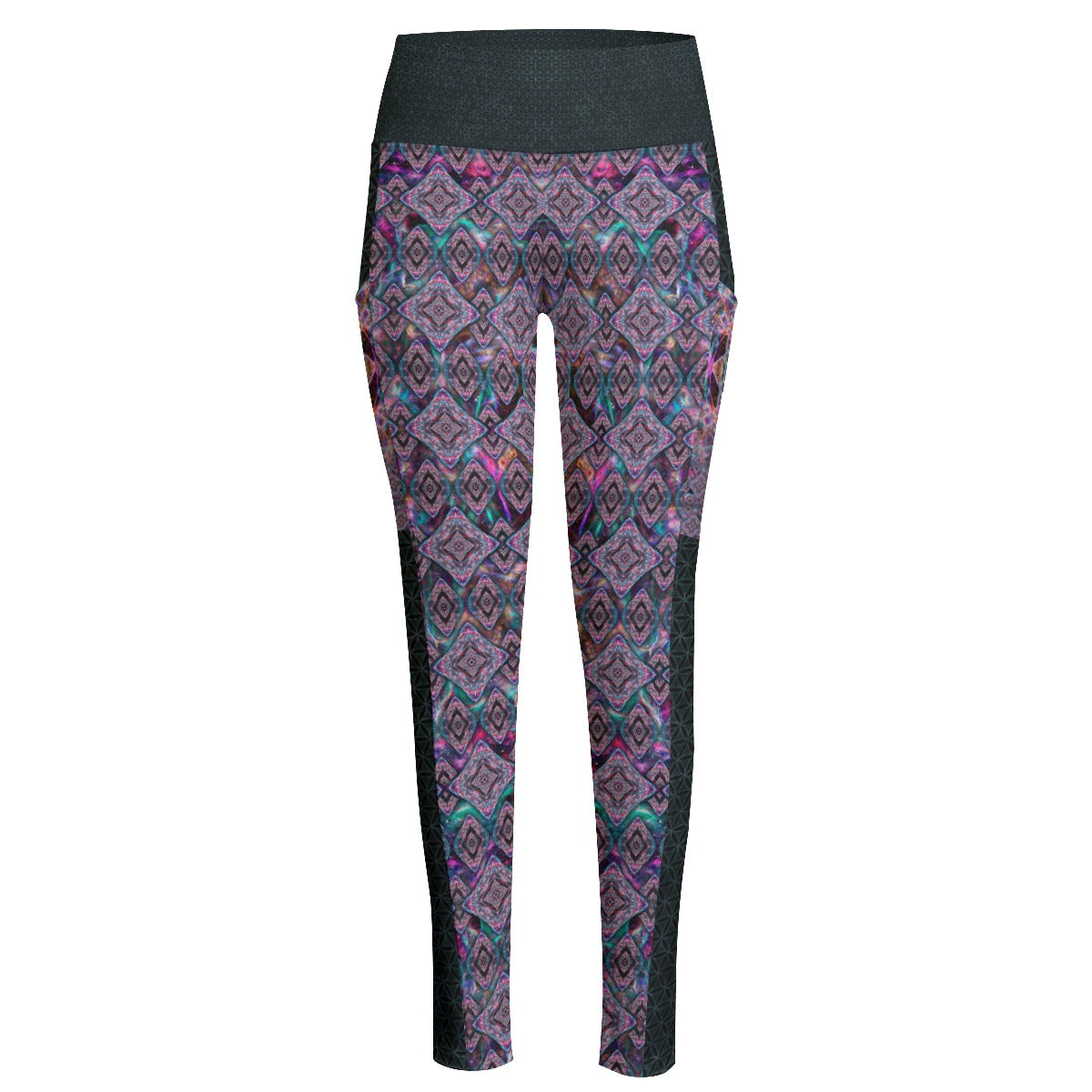 Diamond Veil High Waist Leggings With Side Pockets