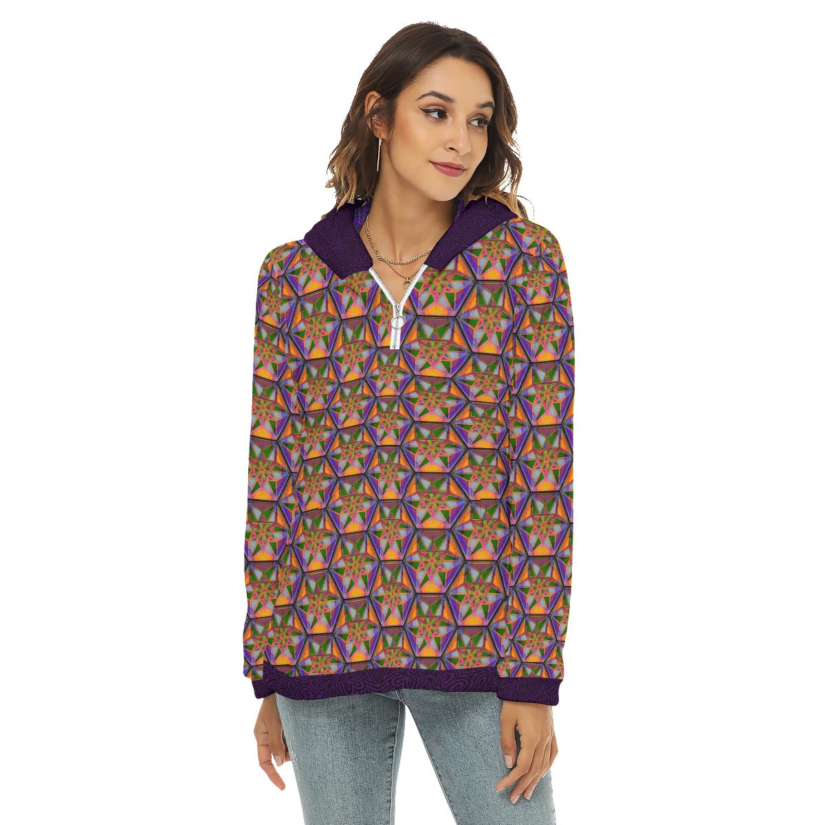 Vector Hexagon Plush Fleece Hoodie