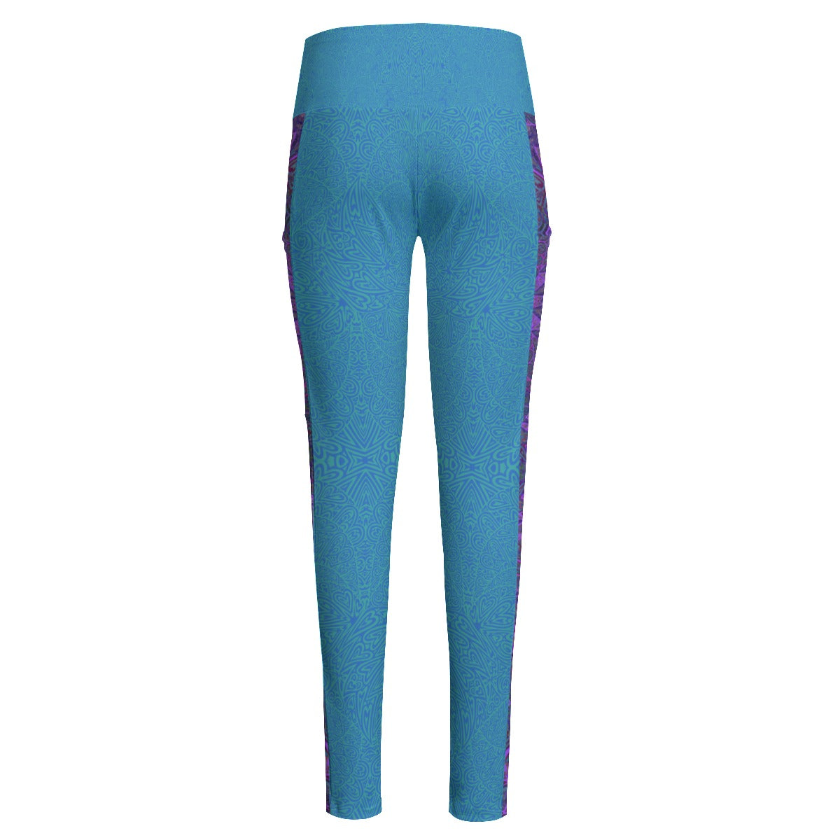 Blue Hearts High Waist Leggings With Side Pockets