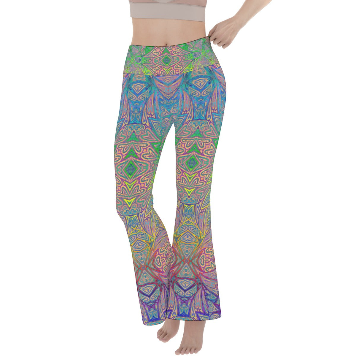 Rainbow Hearts Flare Yoga Pants