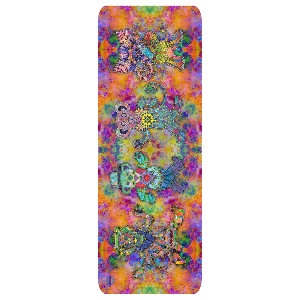 Tie-Die Dancing Bears Natural Tree Rubber Yoga Mat