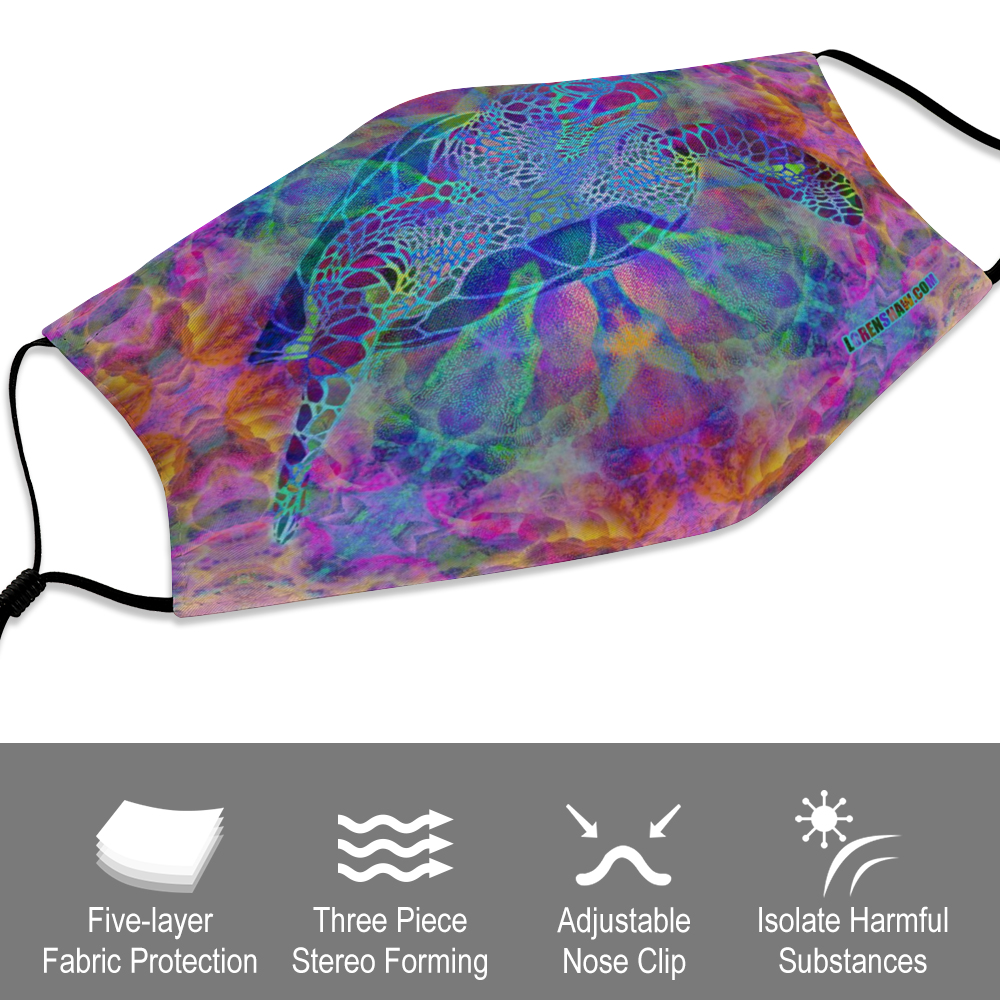 Coral Turtle Face Mask w/ 2 Filters