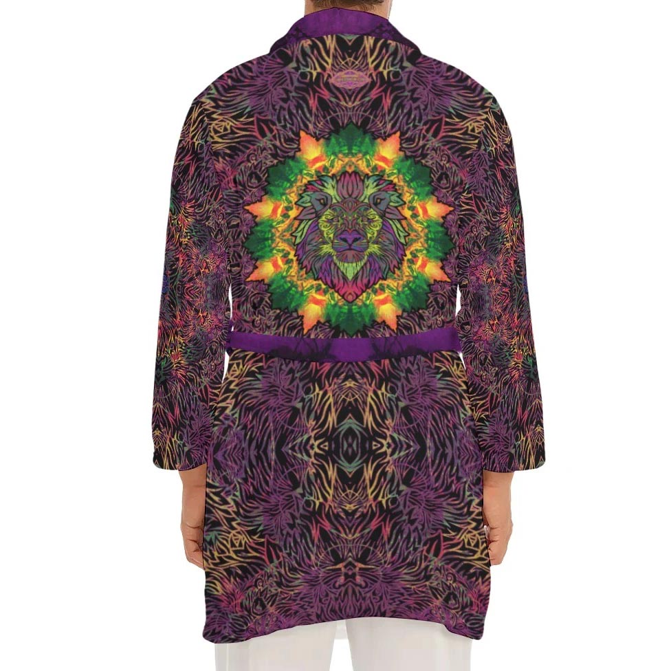 Tribal Lion Plush Fleece Robe