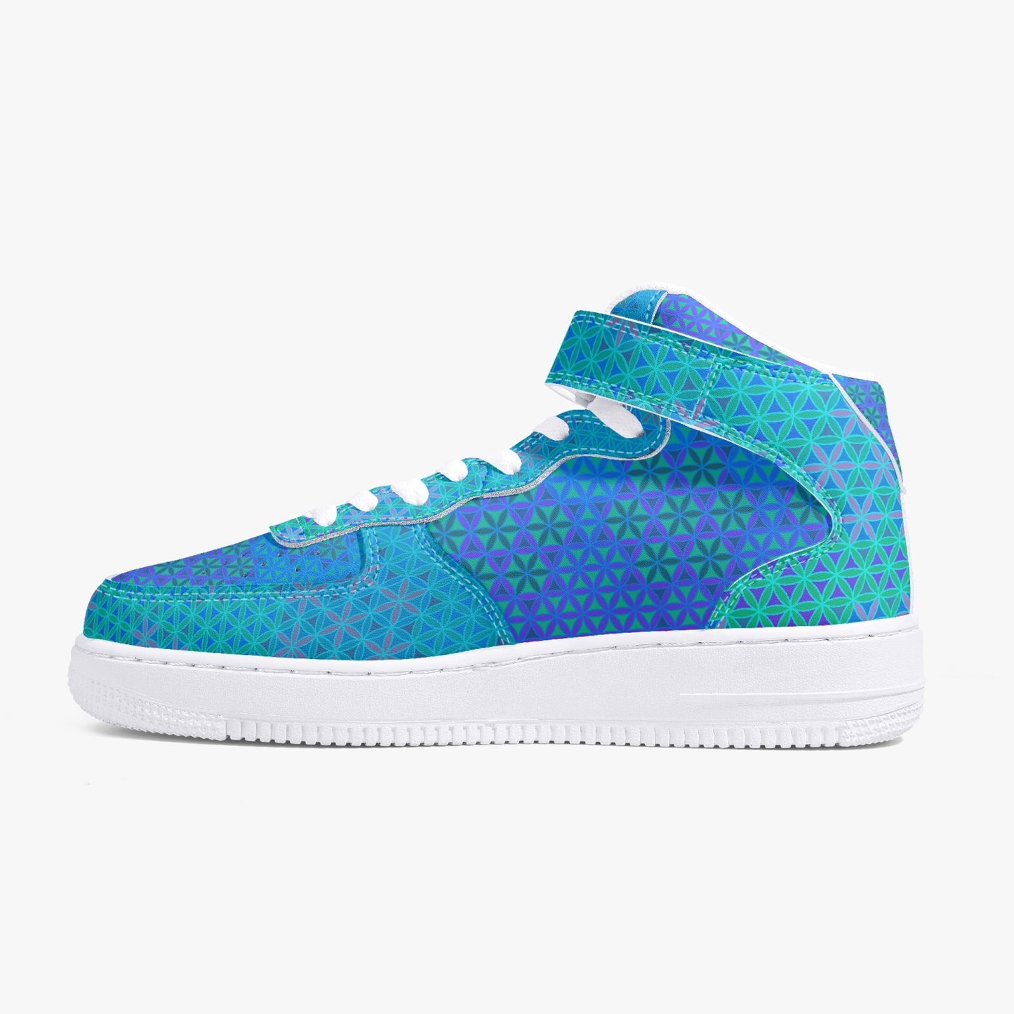Aquamarine Flower of Life High-Top Sneakers